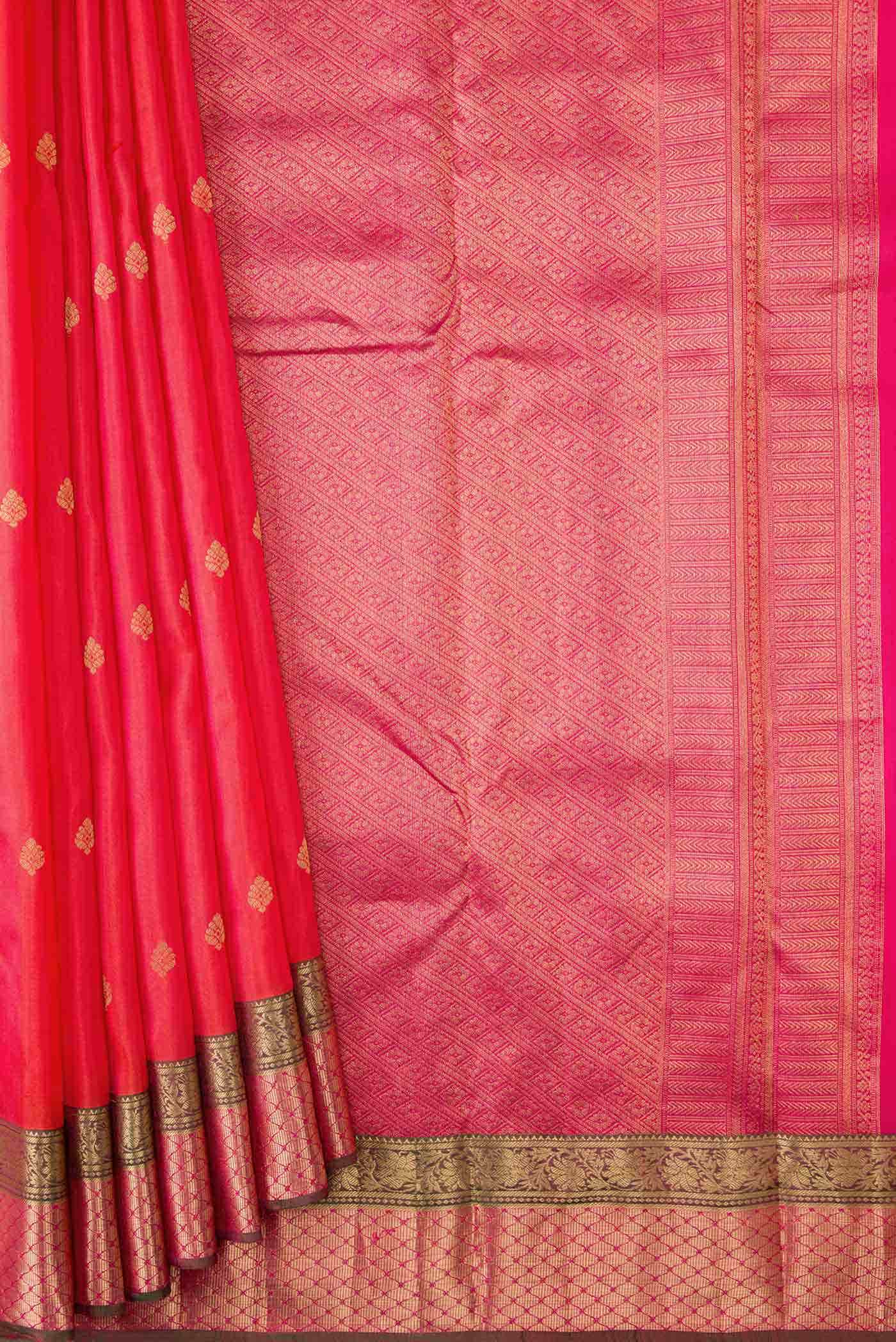 Coral Dual Tone Kanchipuram Silk Saree