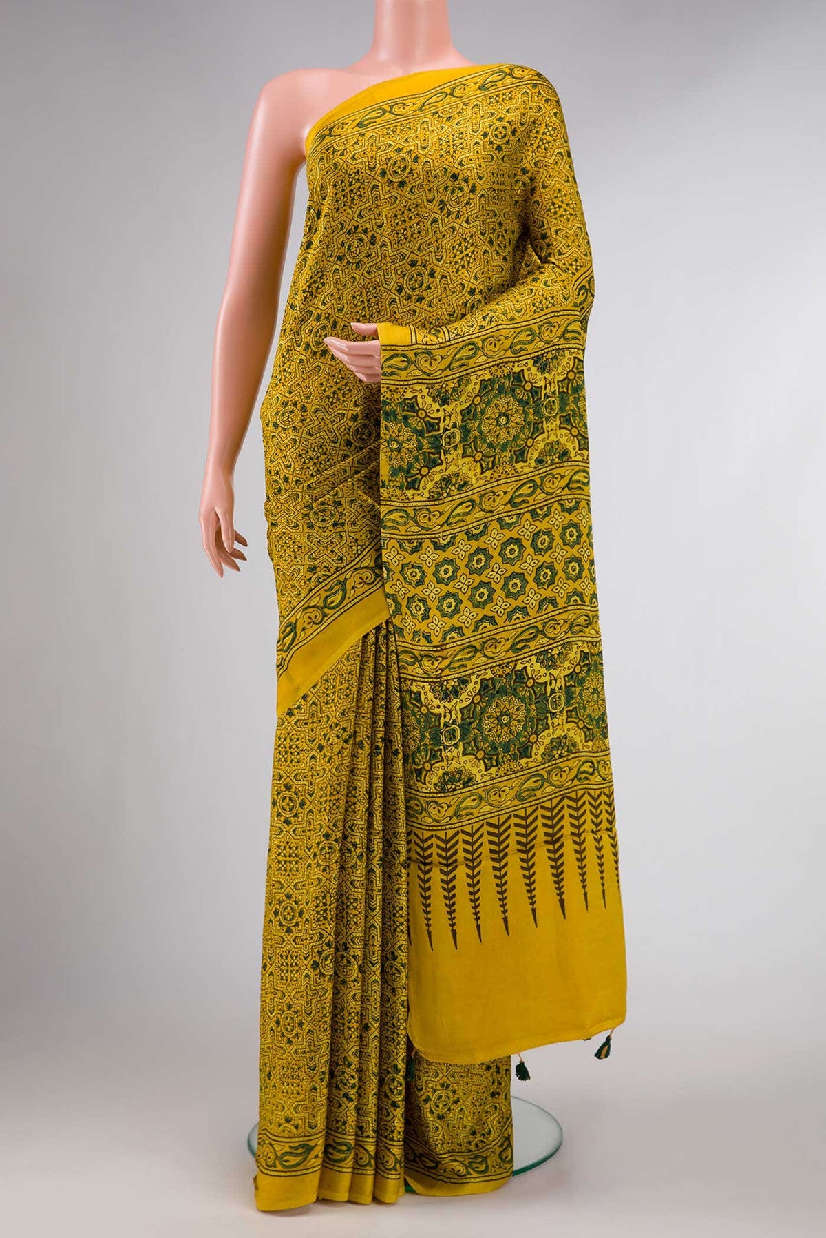 Mustard Dual Tone Satin Silk Saree