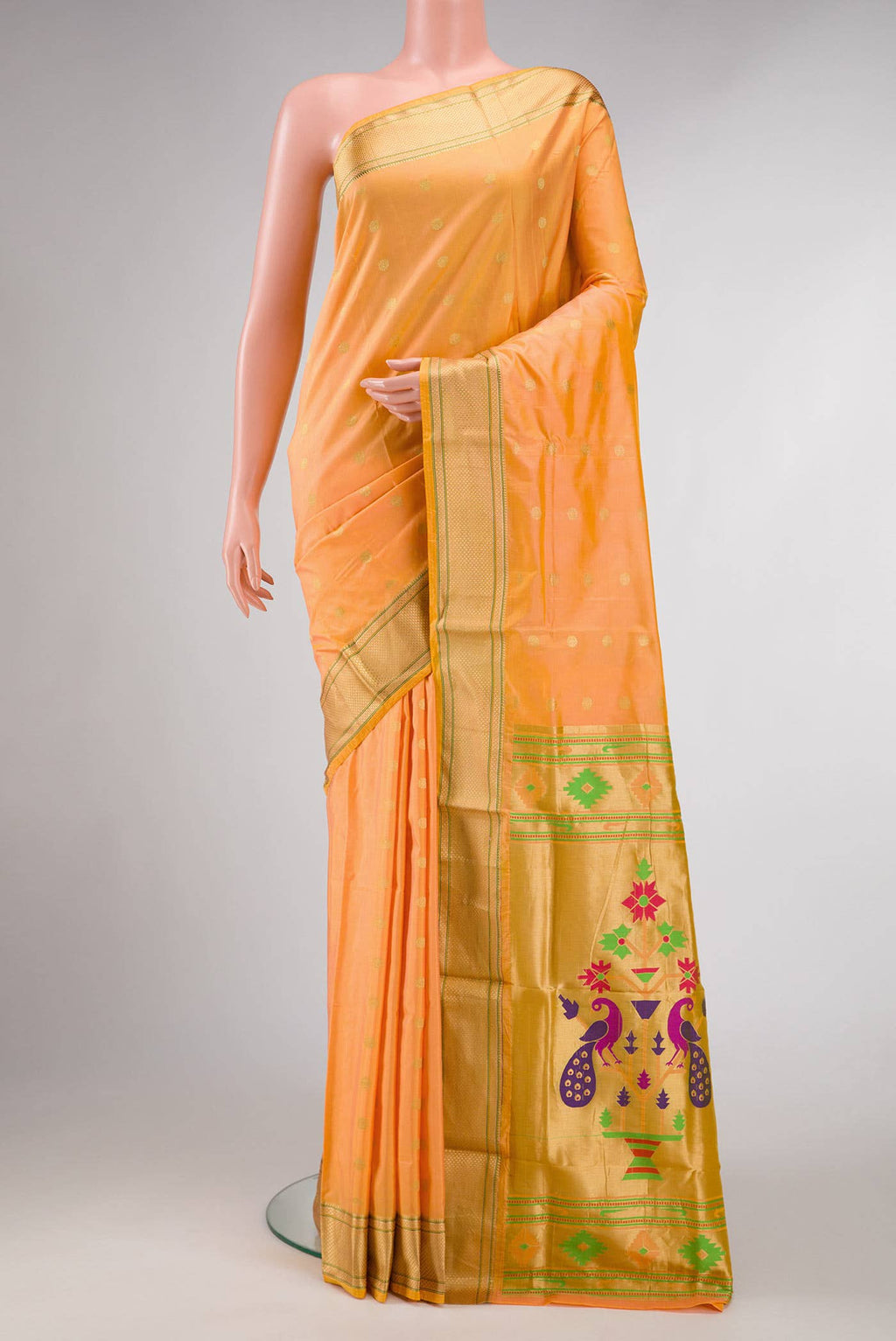 Peach Dual Tone Blended Paithani Silk Saree