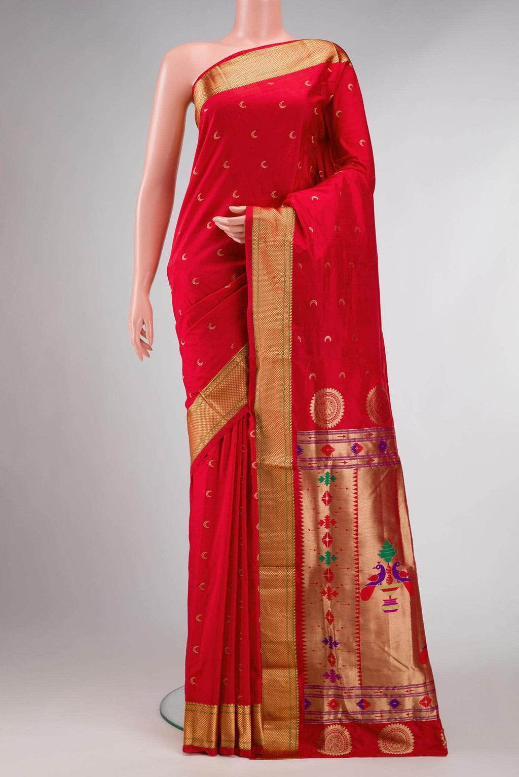 Red Dual Tone Blended Paithani Silk Saree