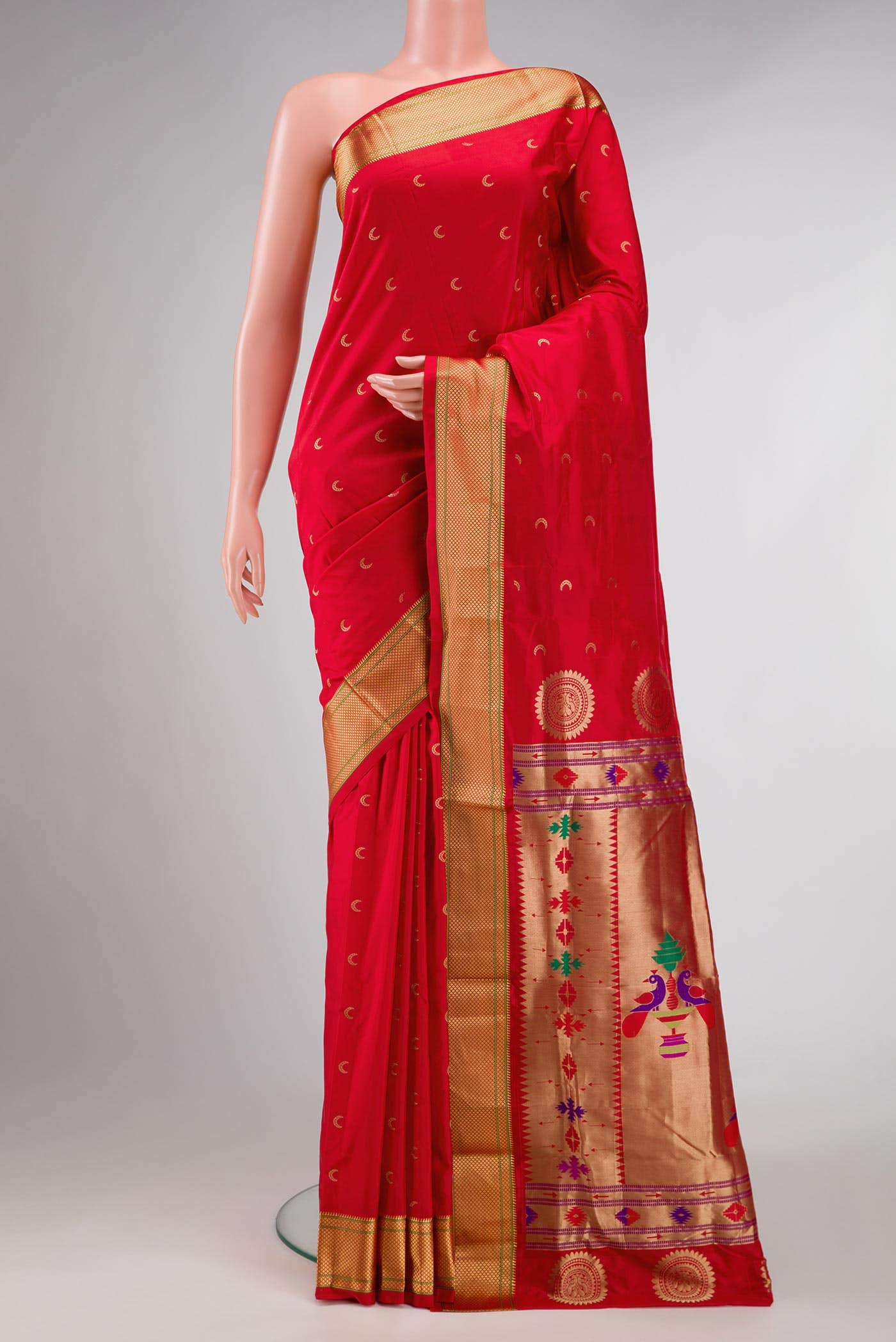 Red Dual Tone Blended Paithani Silk Saree