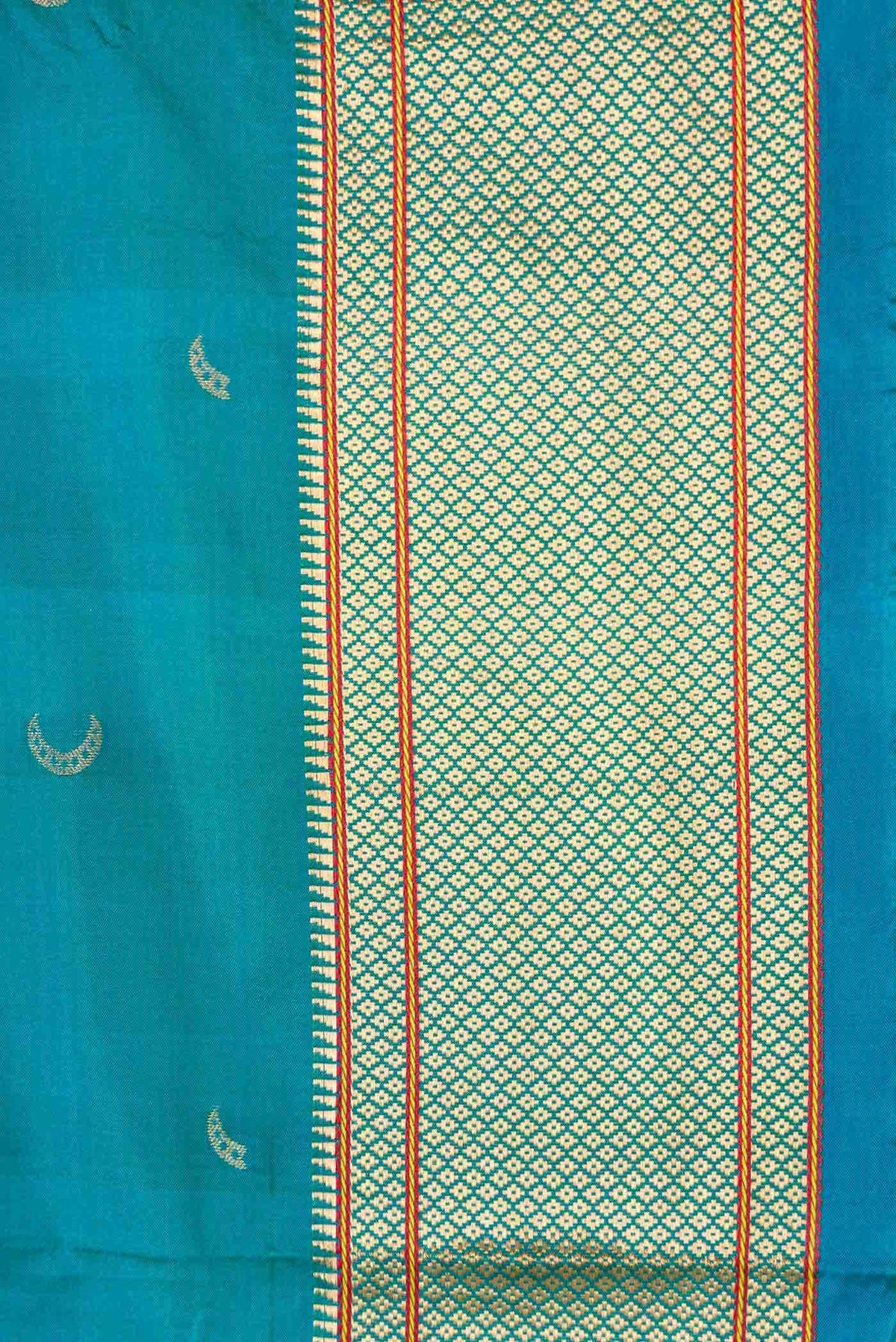 Turquoise Blended Paithani Silk Saree