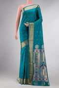 Turquoise Blended Paithani Silk Saree