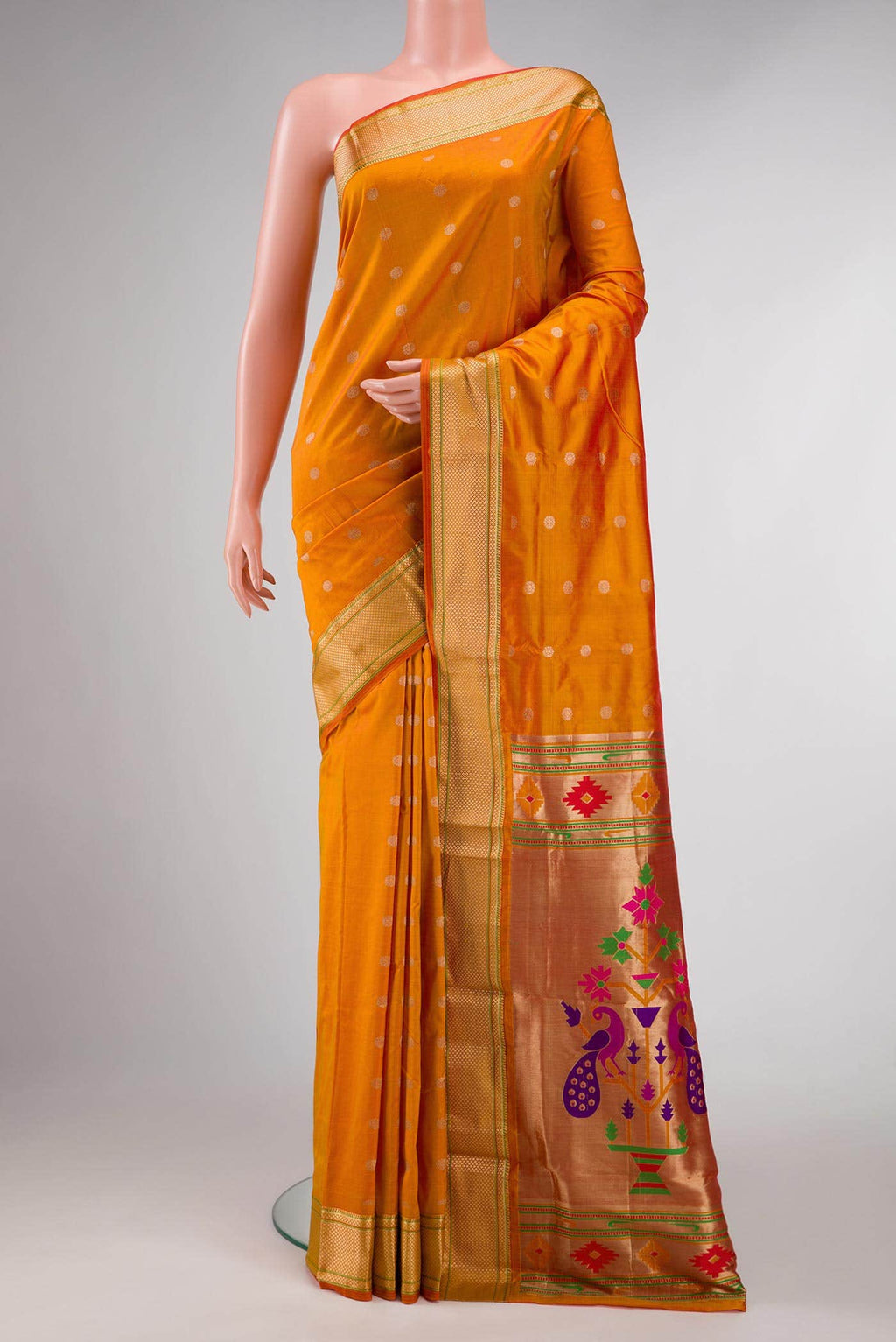 Mustard Dual Tone Blended Paithani Silk Saree