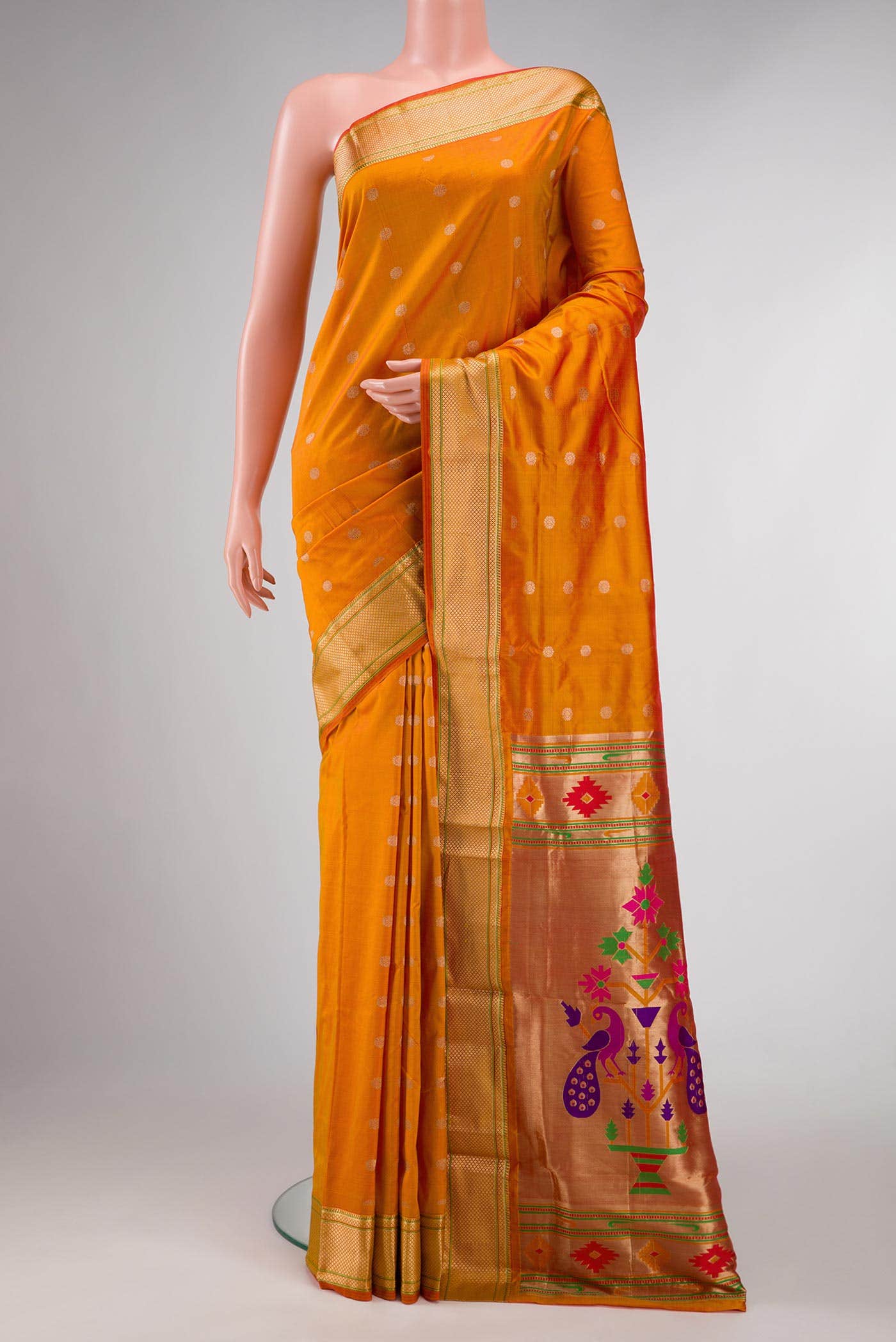 Mustard Dual Tone Blended Paithani Silk Saree