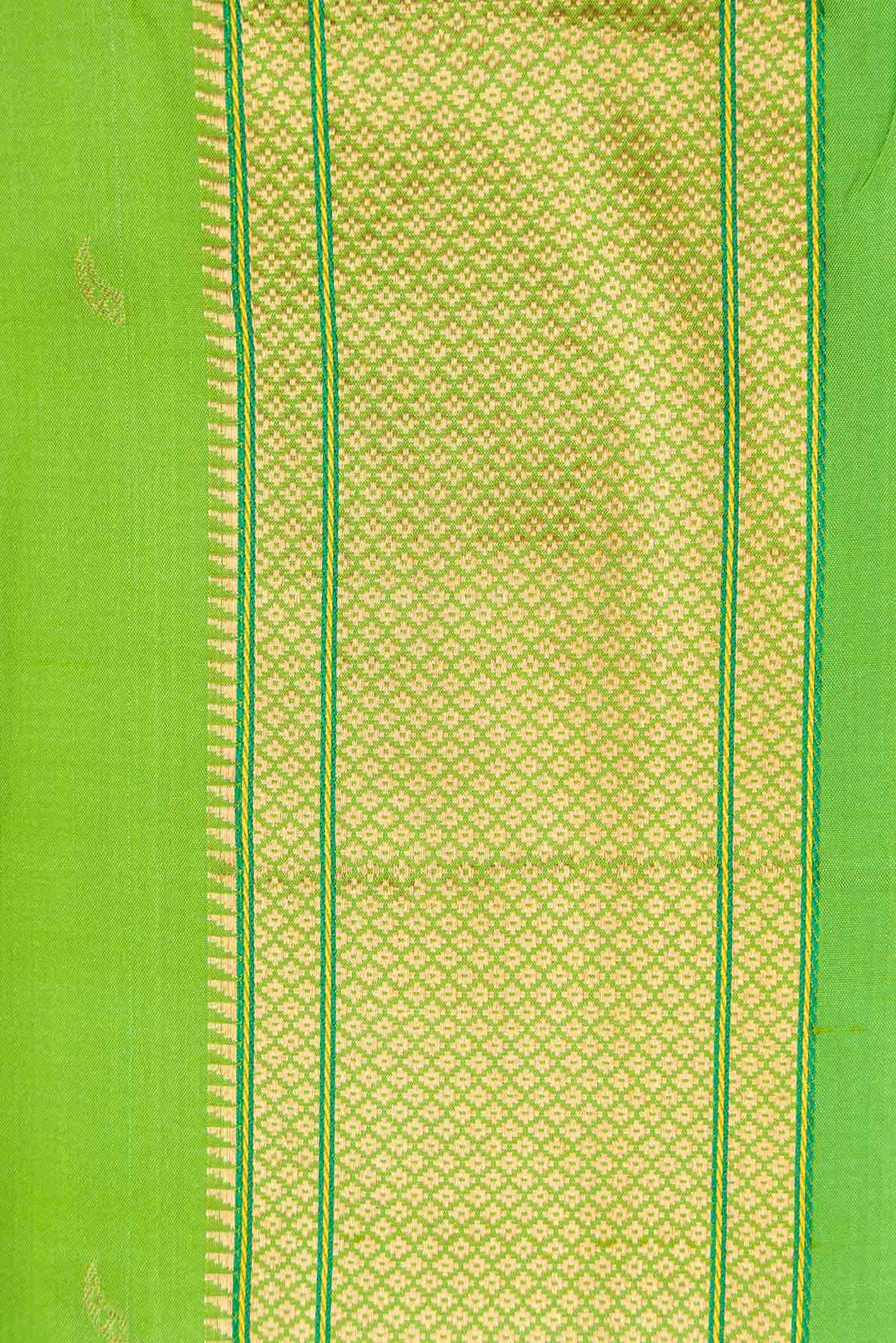 Parrot Green Dual Tone Blended Paithani Silk Saree