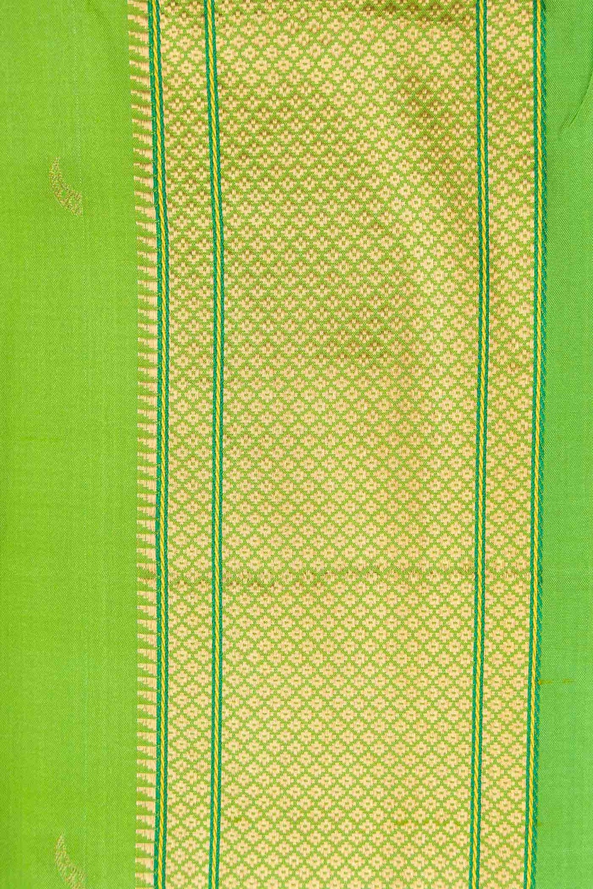 Parrot Green Dual Tone Blended Paithani Silk Saree