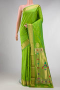Parrot Green Dual Tone Blended Paithani Silk Saree
