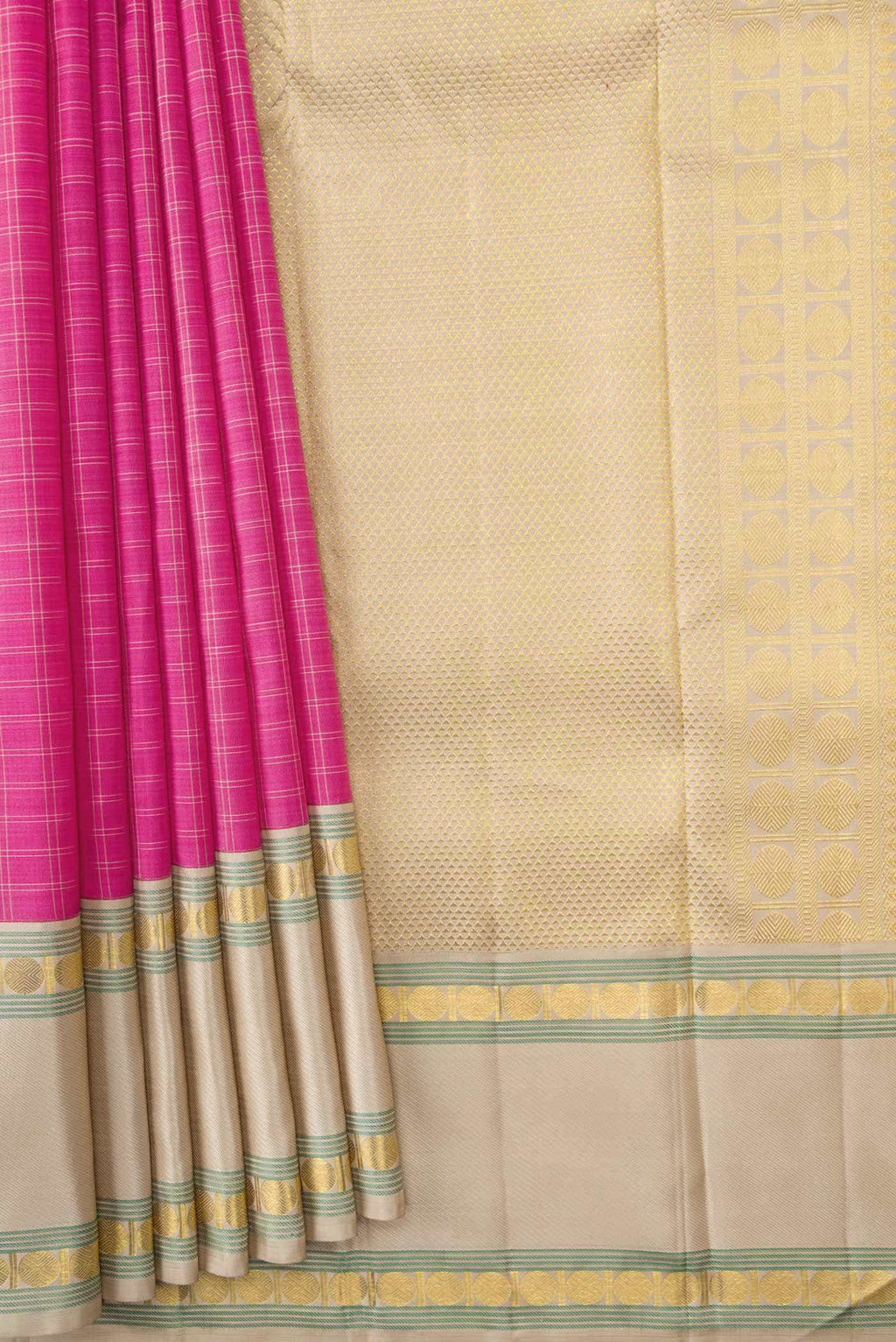 Pure Silk Pure Zari Pink Dual Tone Kanchipuram Saree