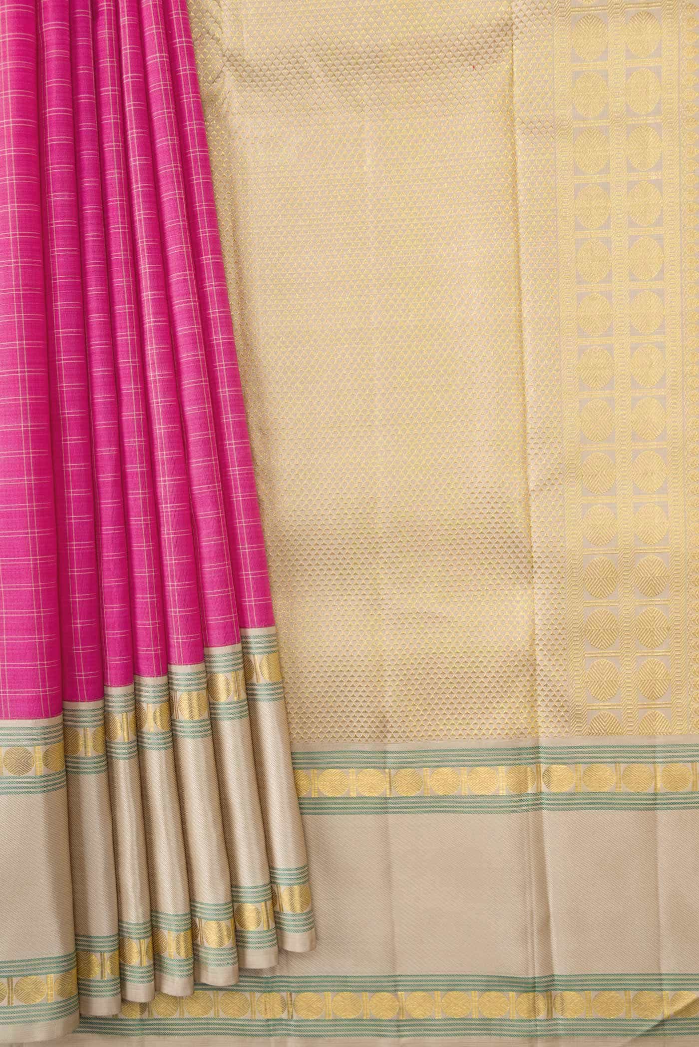 Pure Silk Pure Zari Pink Dual Tone Kanchipuram Saree