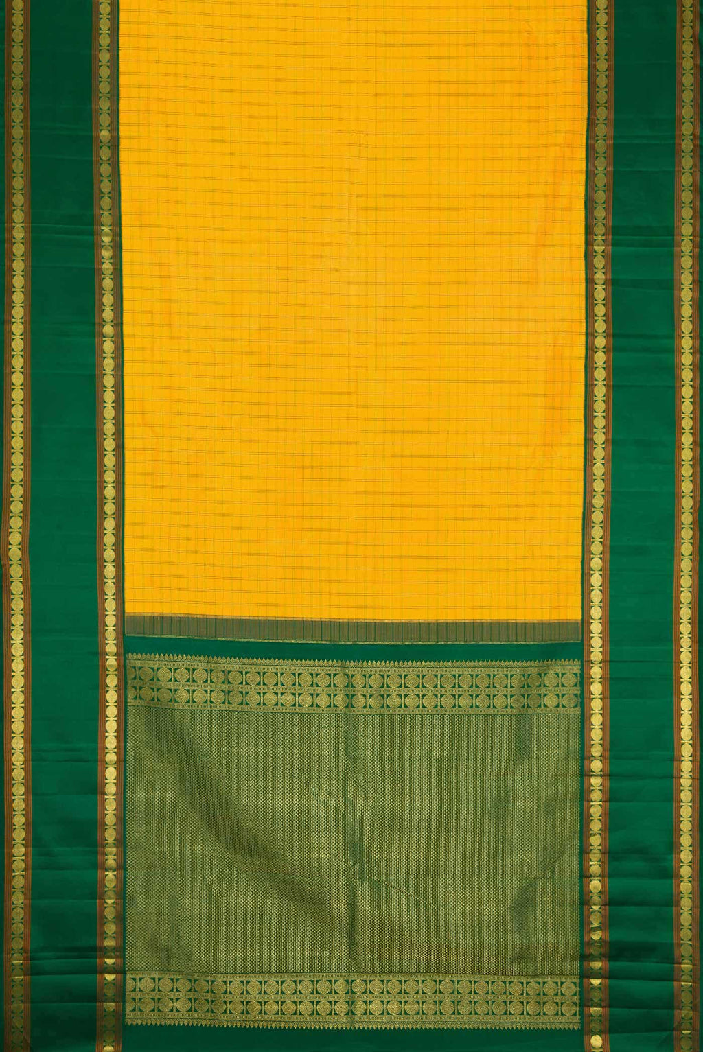 Pure Silk Pure Zari Yellow Dual Tone Kanchipuram Saree