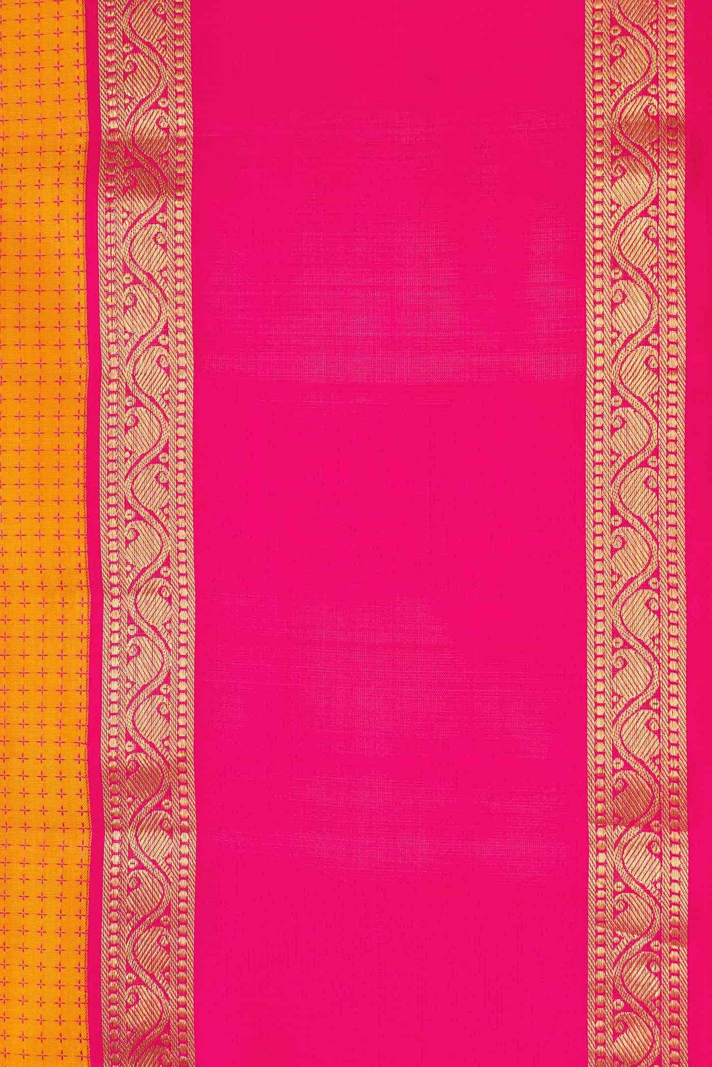 Pure Silk Pure Zari Orange Dual Tone Kanchipuram Saree