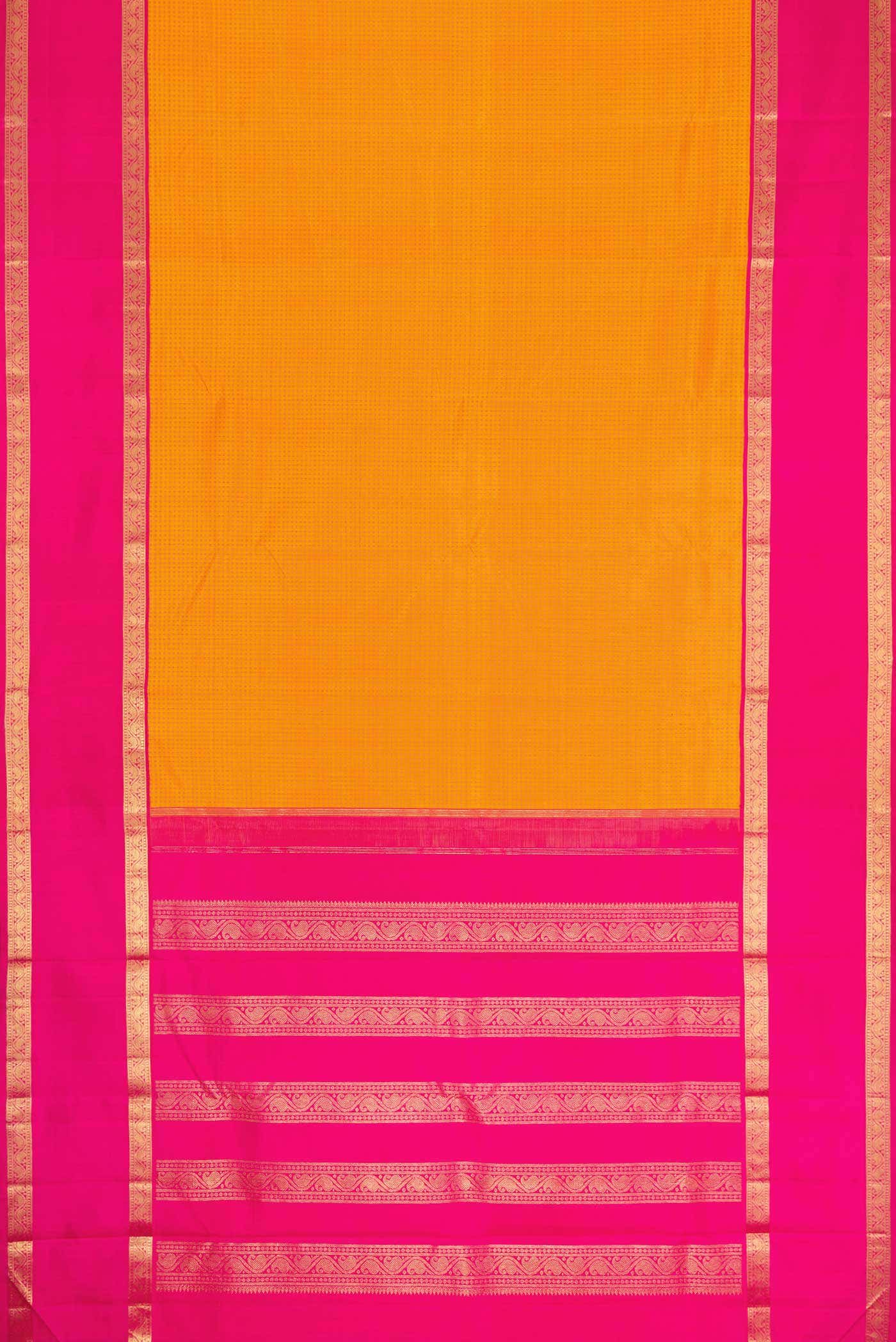 Pure Silk Pure Zari Orange Dual Tone Kanchipuram Saree
