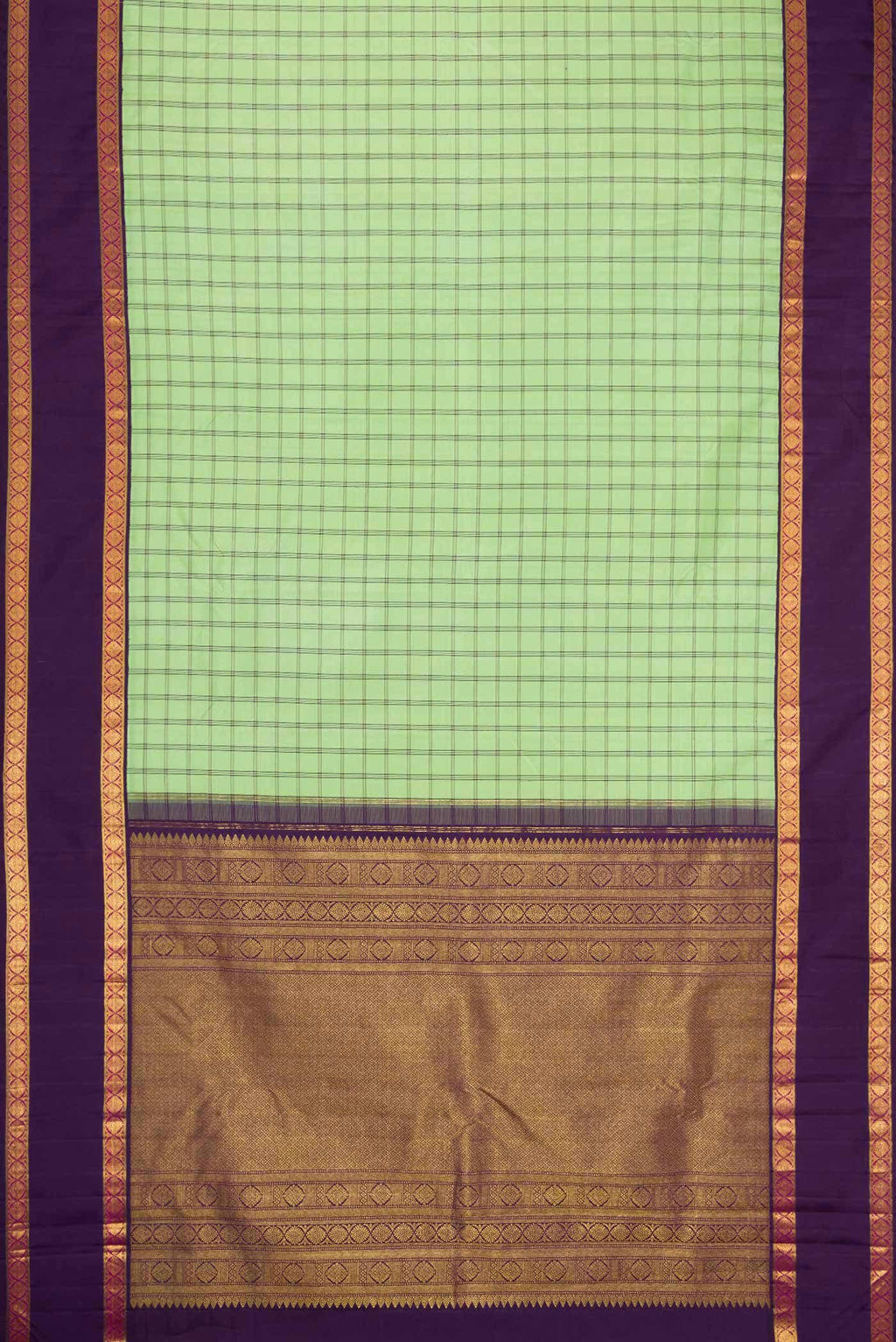 Pure Silk Pure Zari Parrot Green Dual Tone Kanchipuram Saree