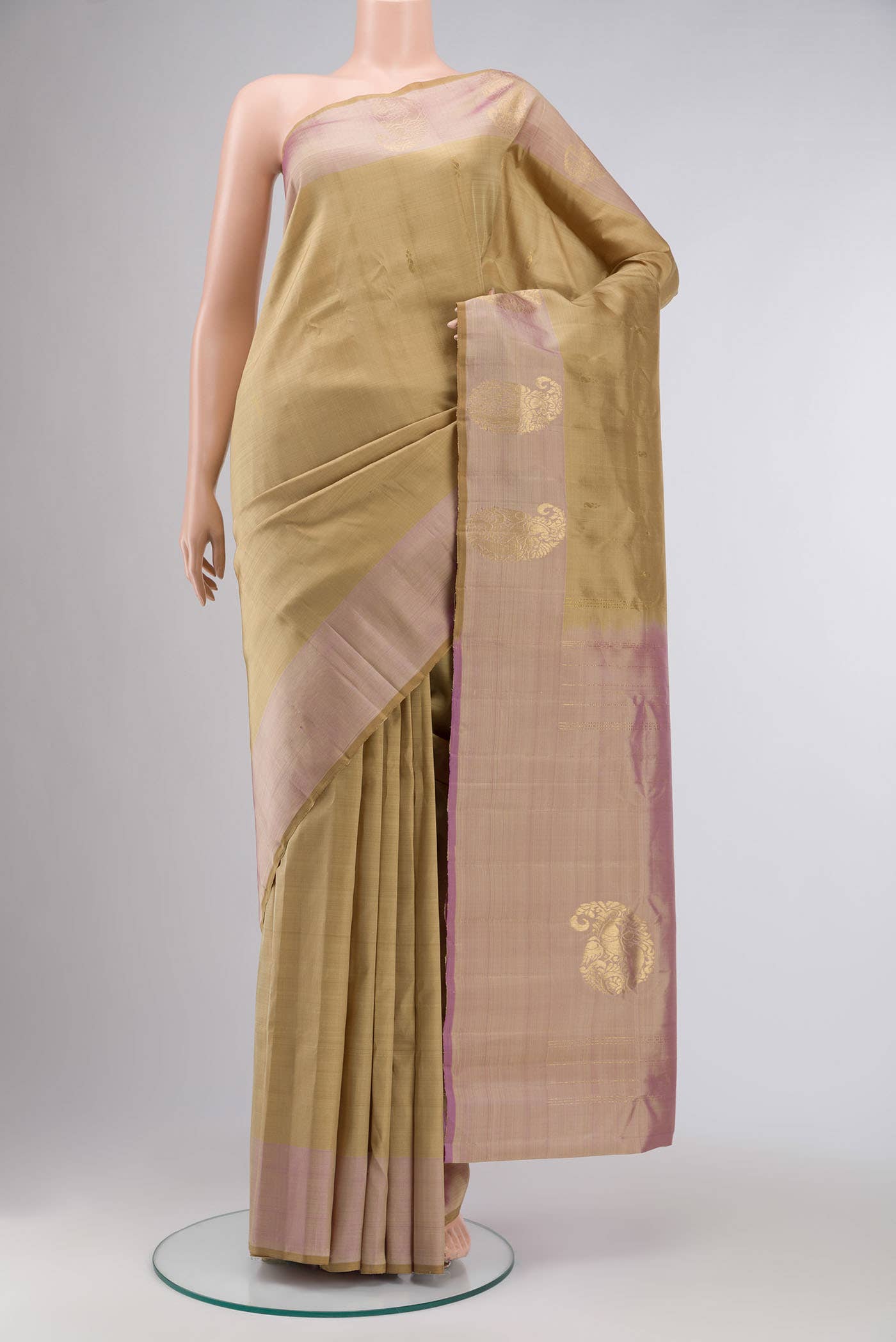 Beige Kanchipuram Silk Saree