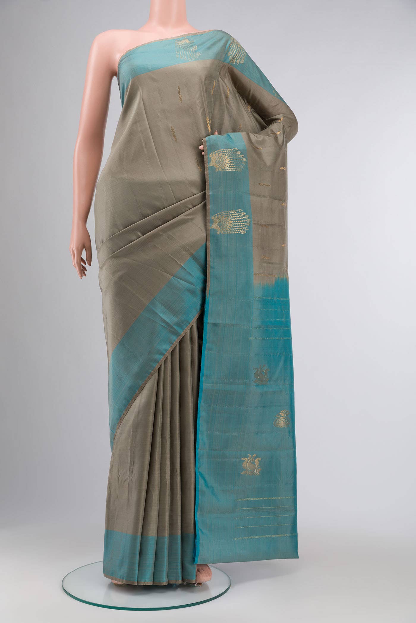 Davys Grey Kanchipuram Silk Saree
