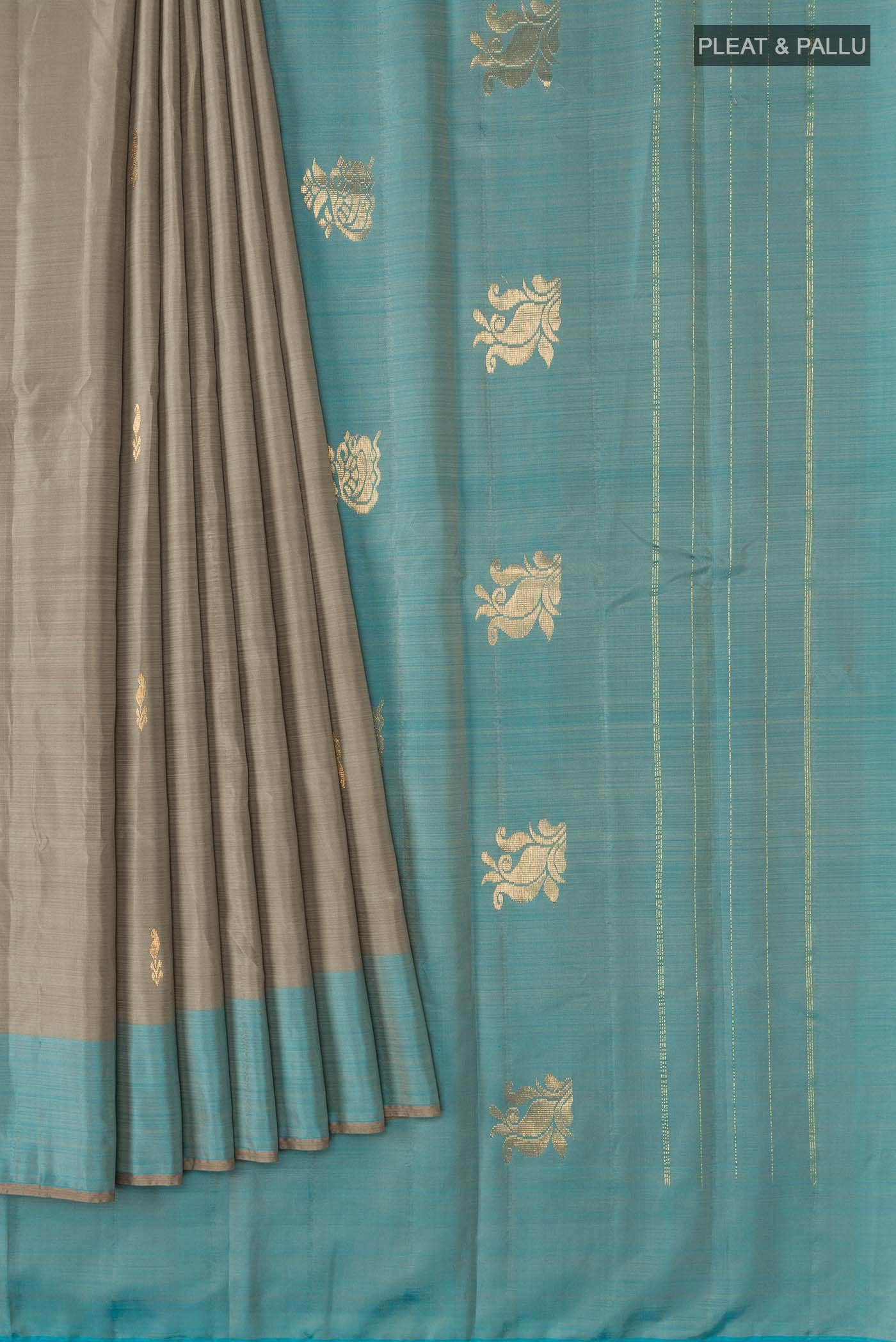 Davys Grey Kanchipuram Silk Saree