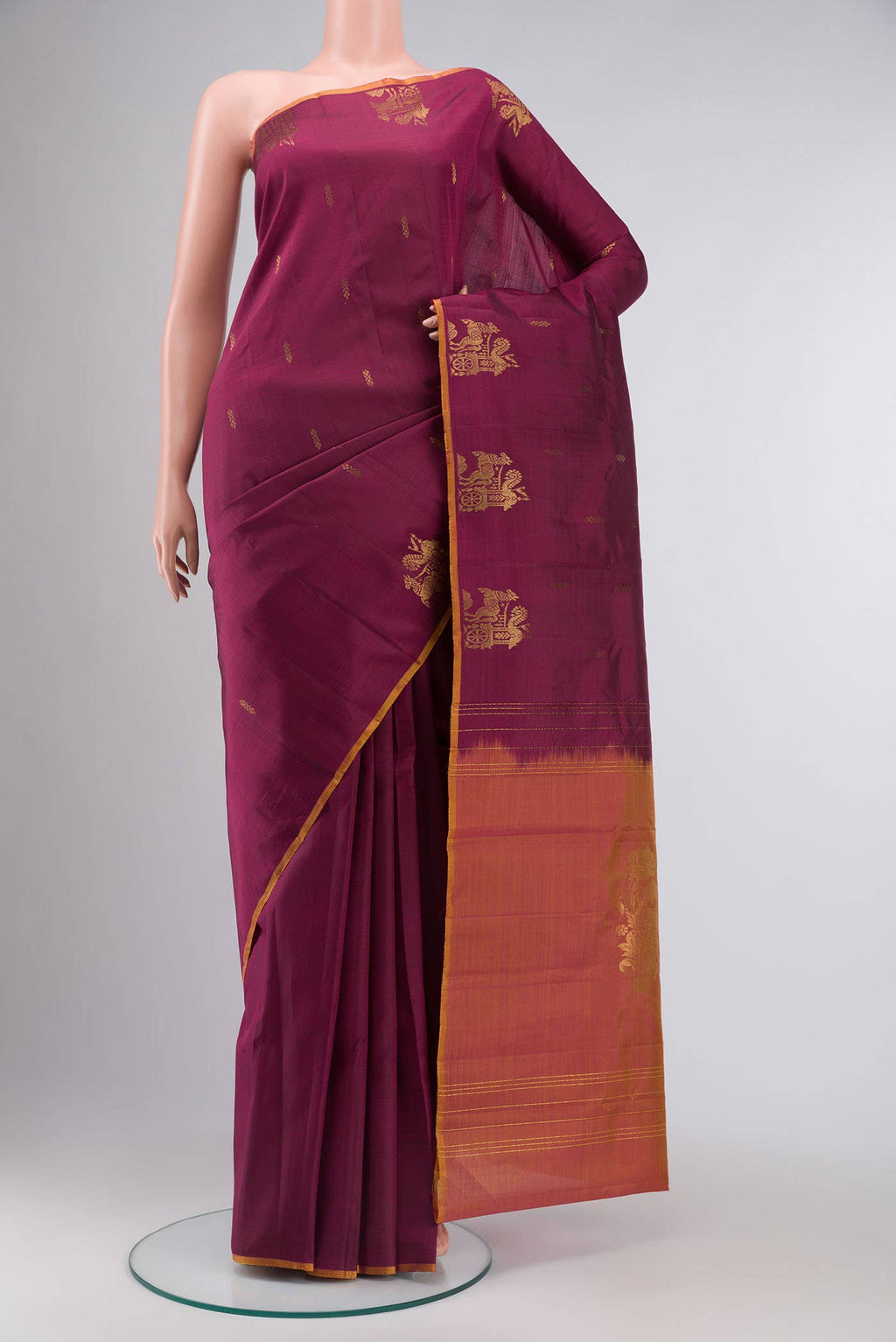 Dark Pink Kanchipuram Silk Saree