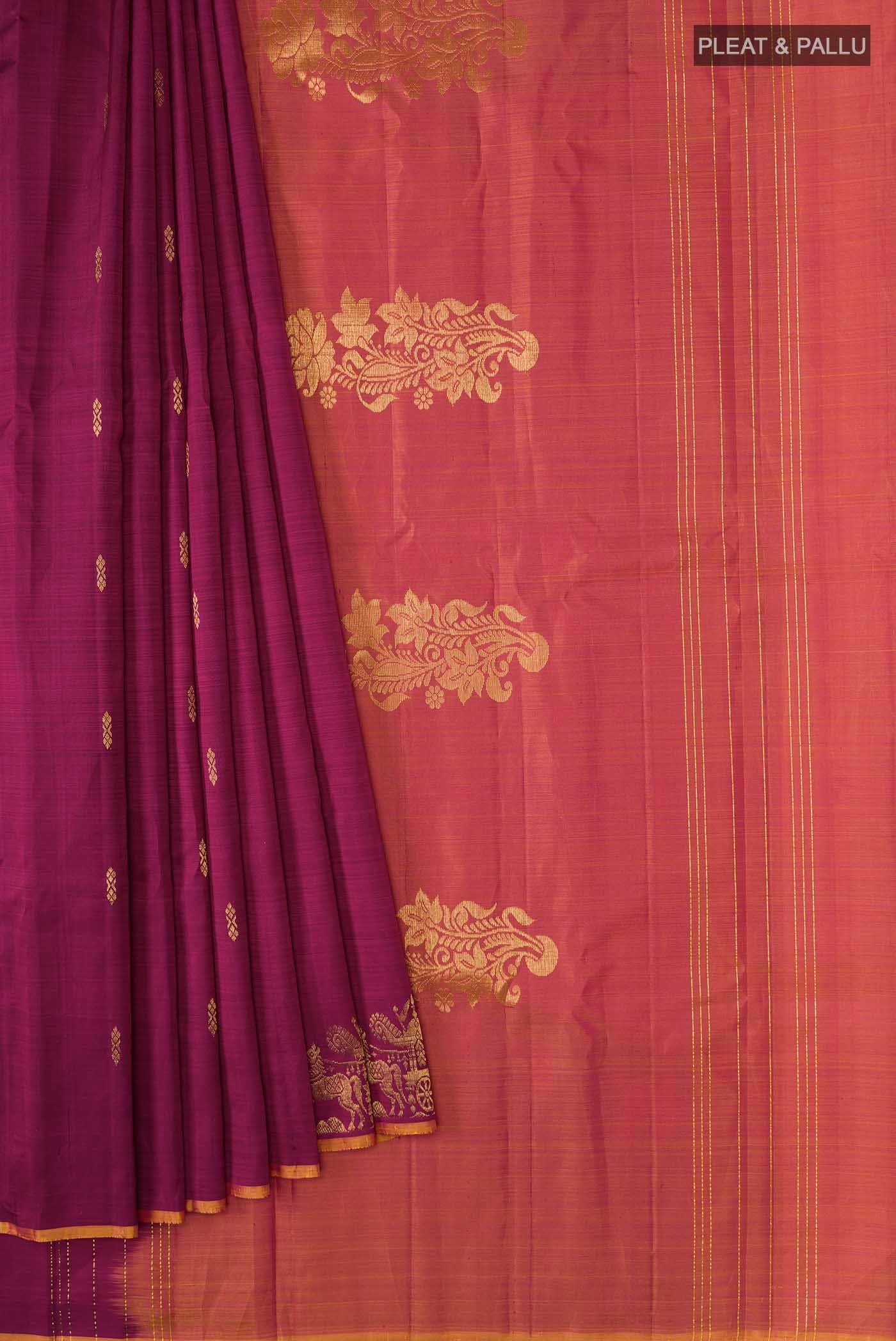 Dark Pink Kanchipuram Silk Saree