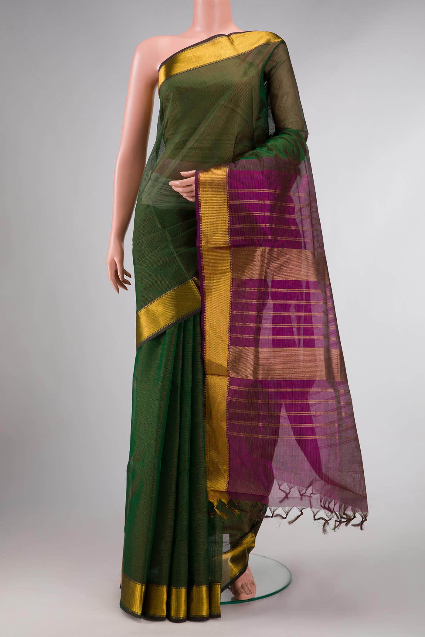 Green Dual Tone Silk Cotton Saree