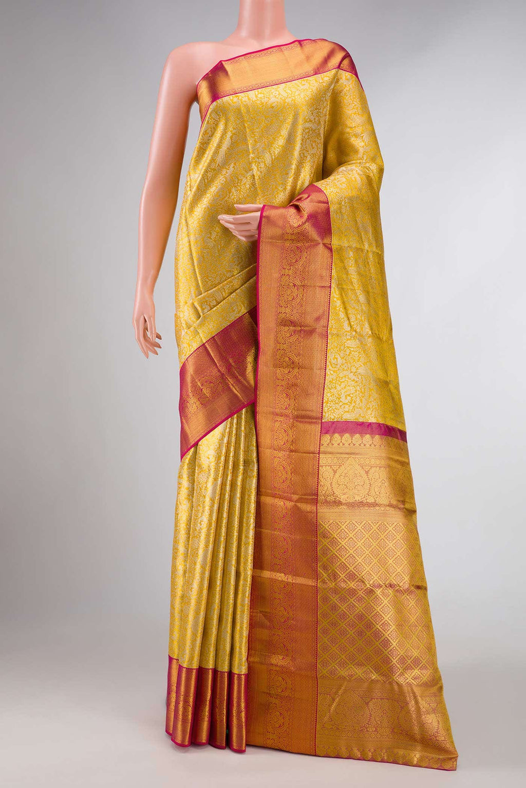 Sandal Dual Tone Kanchipuram Tissue Silk Saree