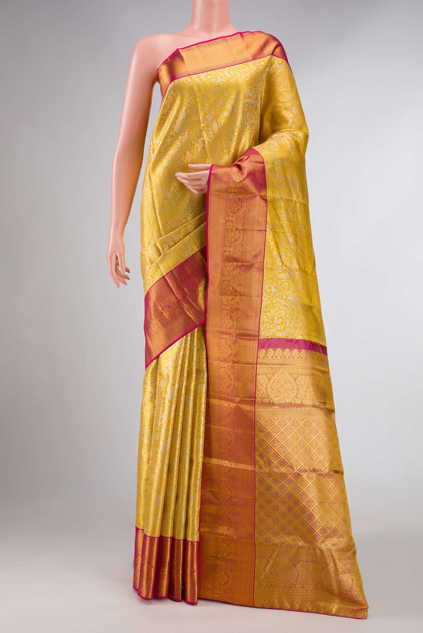 Sandal Dual Tone Kanchipuram Tissue Silk Saree