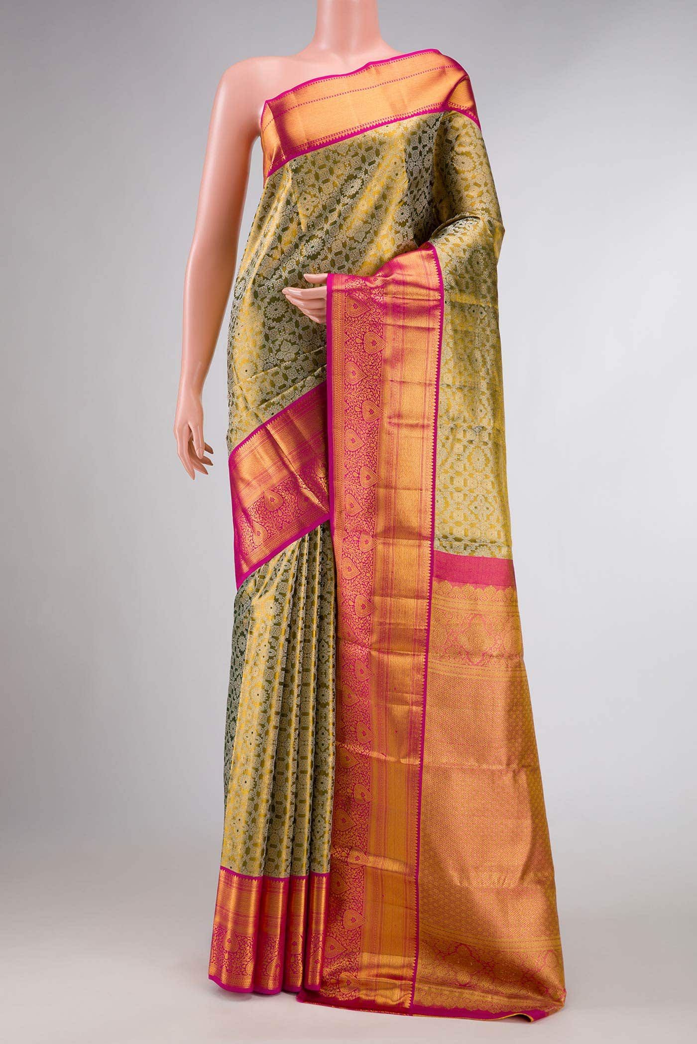 Green Dual Tone Kanchipuram Tissue Silk Saree