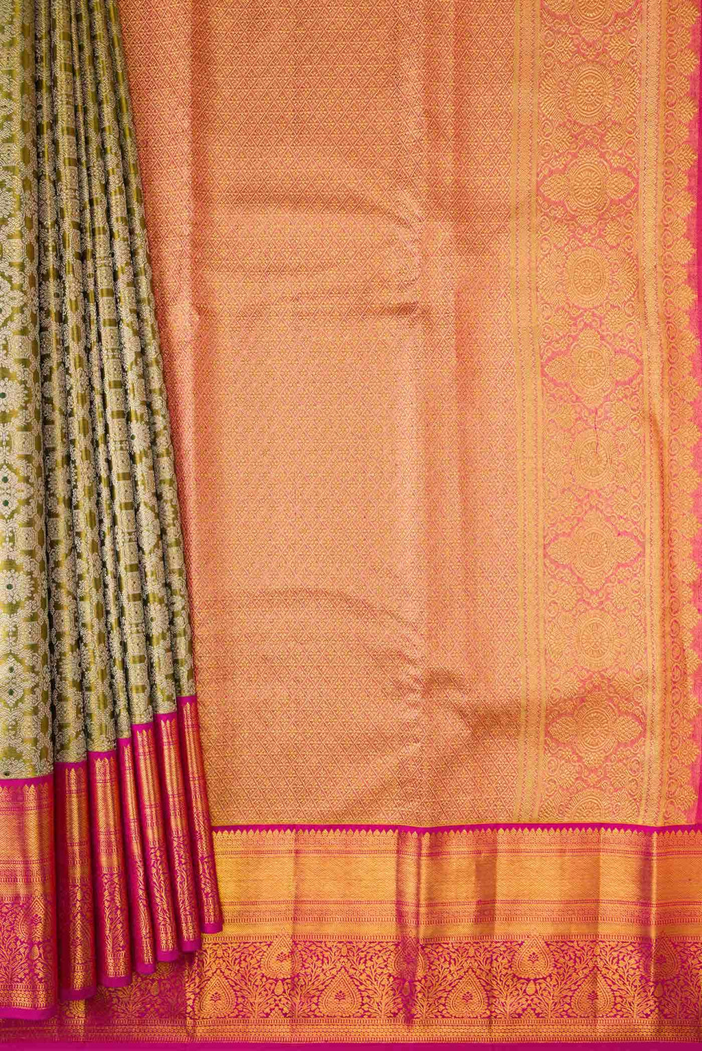 Green Dual Tone Kanchipuram Tissue Silk Saree