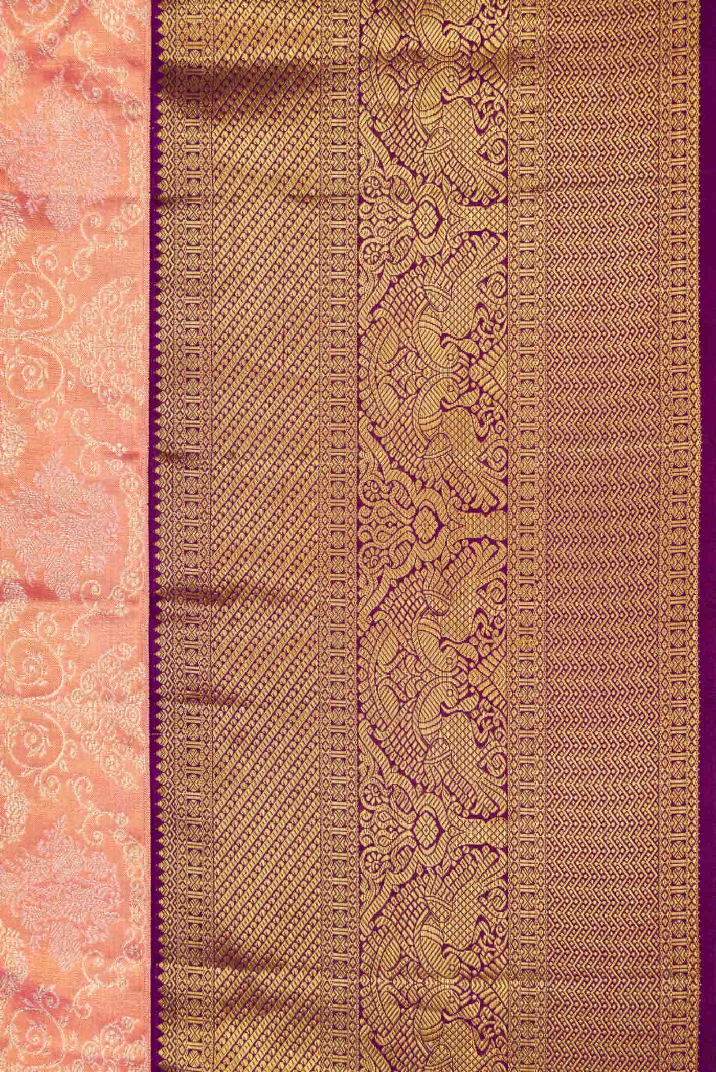 Pink Dual Tone Kanchipuram Tissue Silk Saree