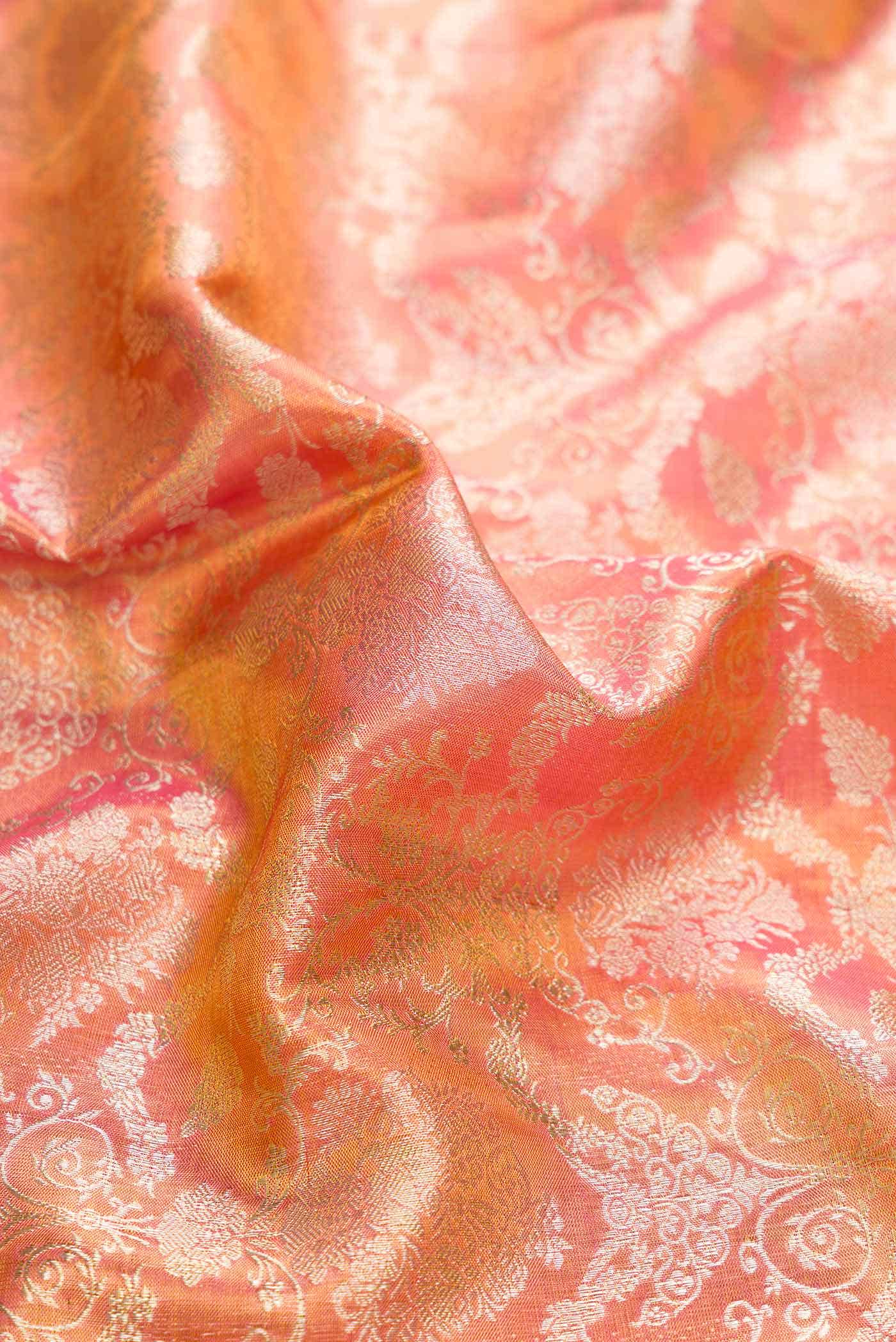 Pink Dual Tone Kanchipuram Tissue Silk Saree