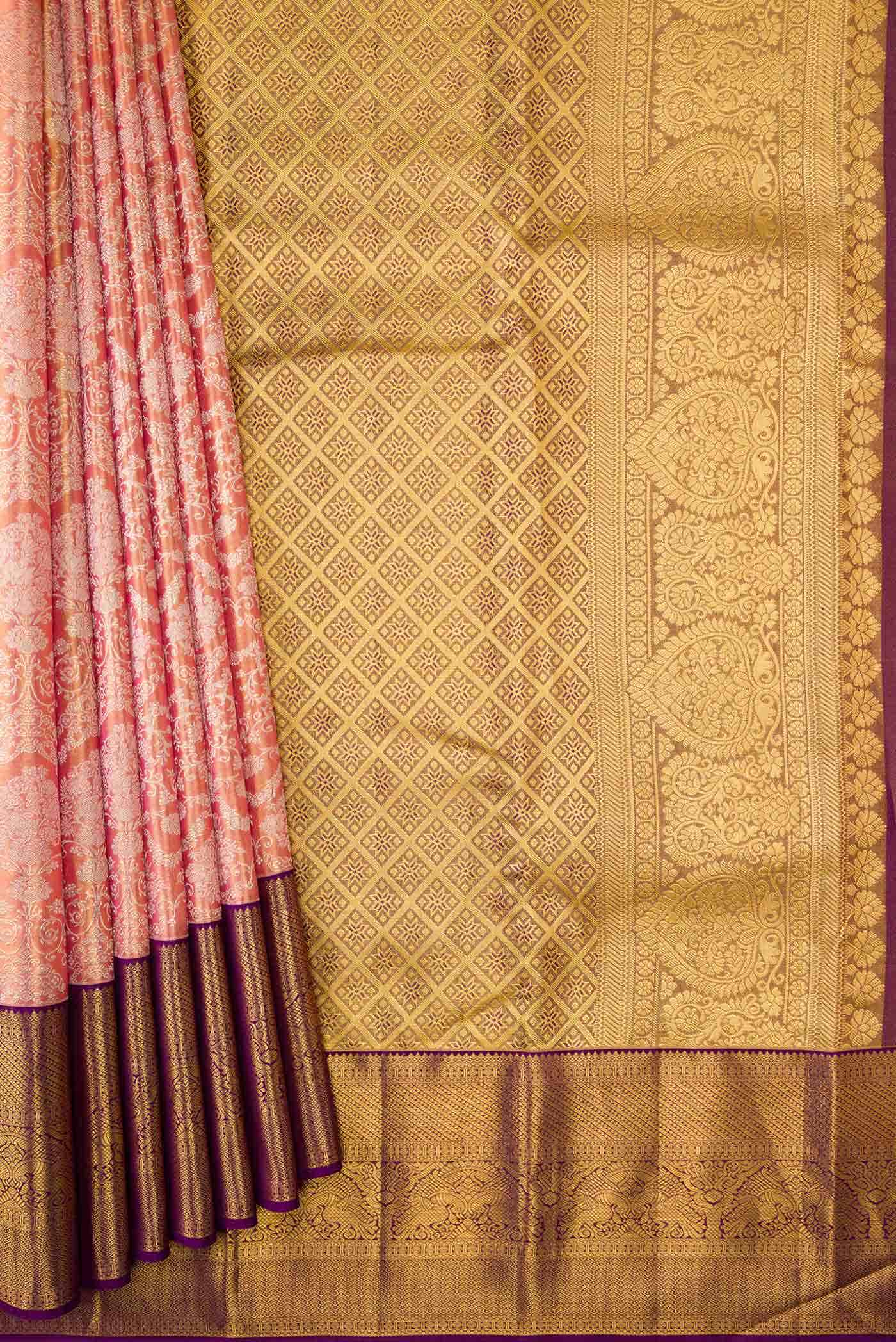 Pink Dual Tone Kanchipuram Tissue Silk Saree