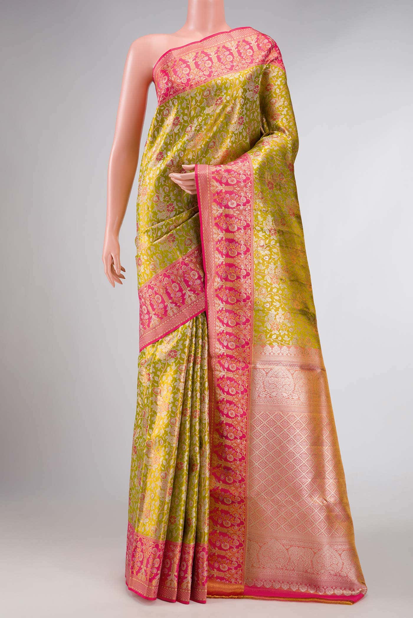 Green Dual Tone Kanchipuram Tissue Silk Saree