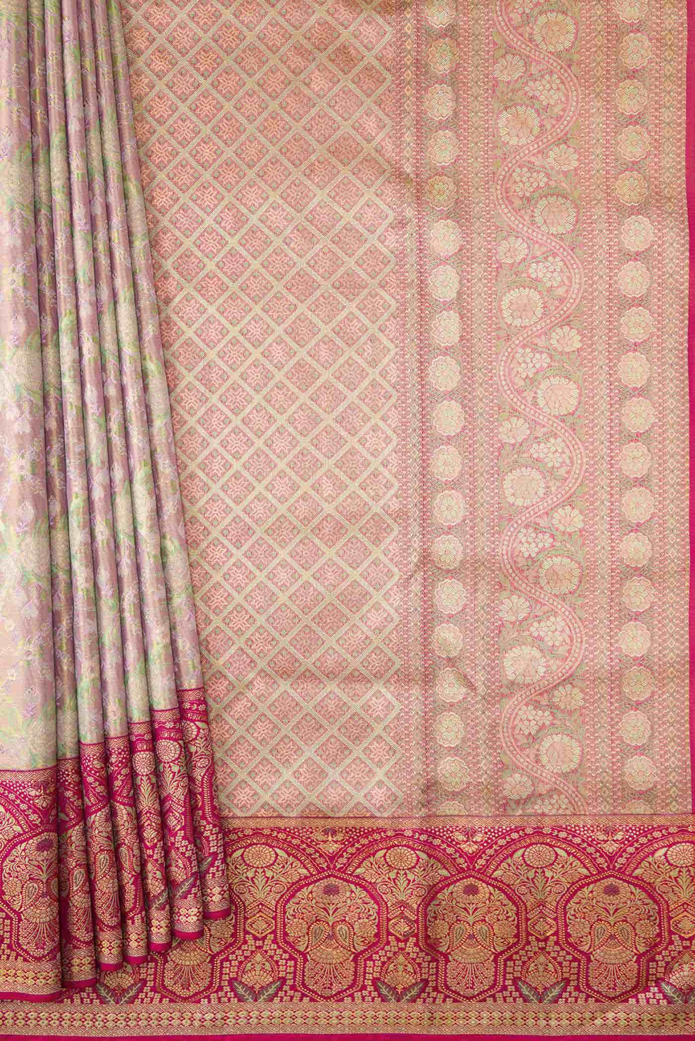 Light Green Dual Tone Kanchipuram Tissue Silk Saree
