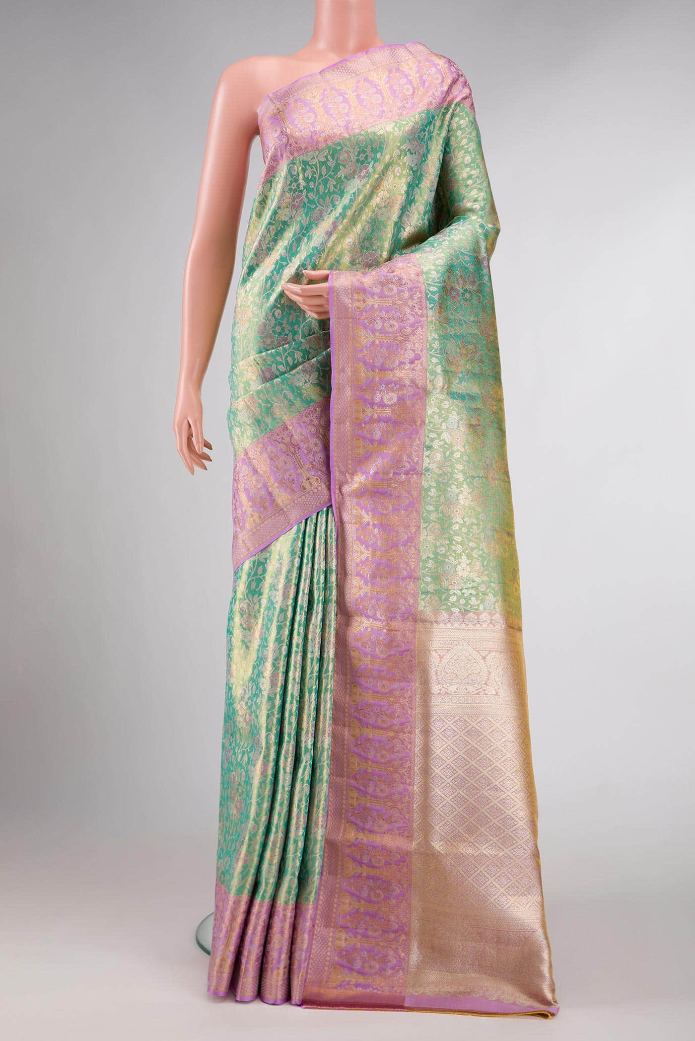 Green Dual Tone Kanchipuram Tissue Silk Saree