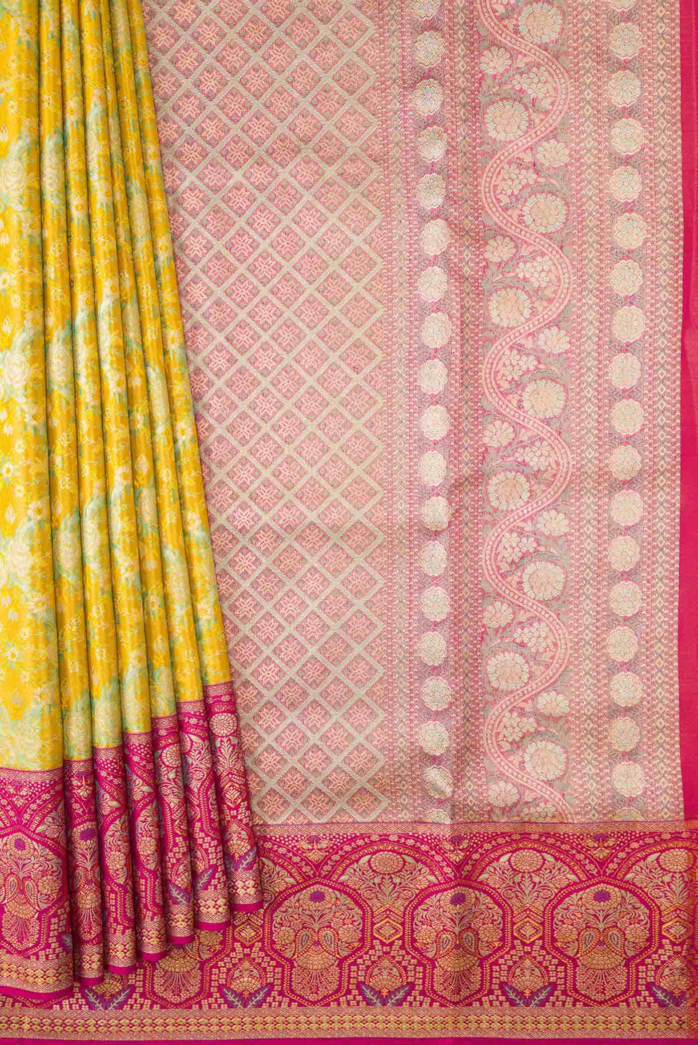Yellow Dual Tone Kanchipuram Tissue Silk Saree