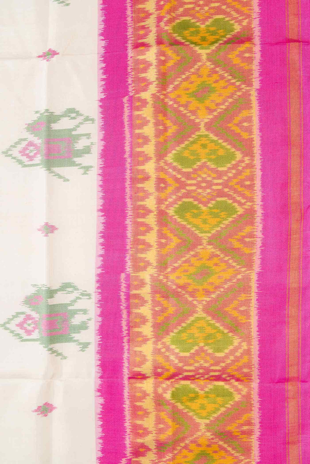 Off White Dual Tone Rajkot Patola Silk Saree