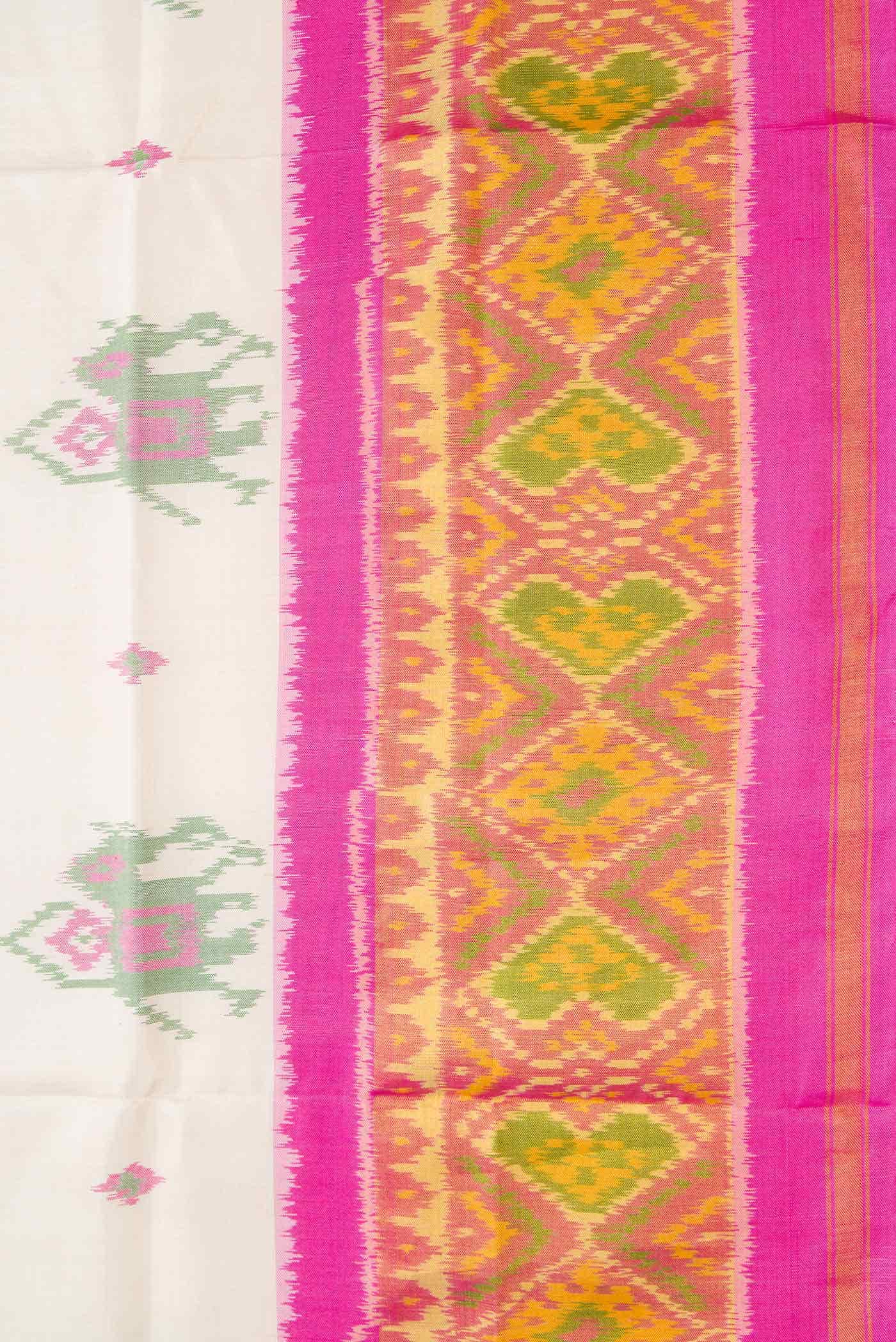 Off White Dual Tone Rajkot Patola Silk Saree