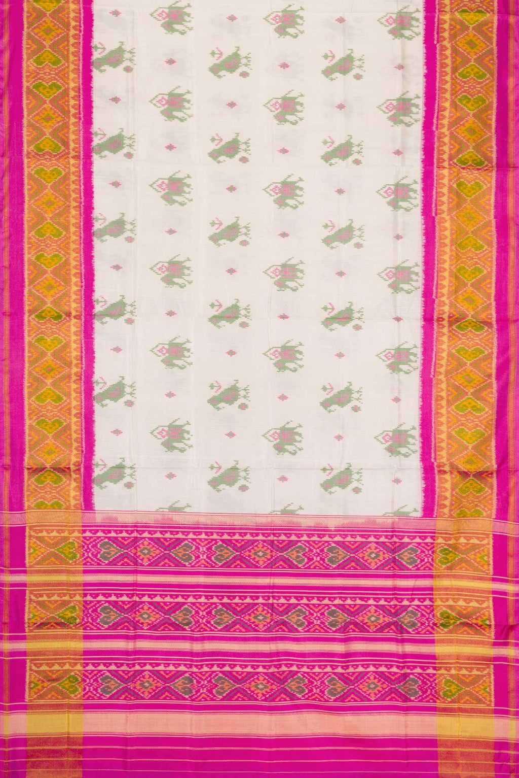 Off White Dual Tone Rajkot Patola Silk Saree