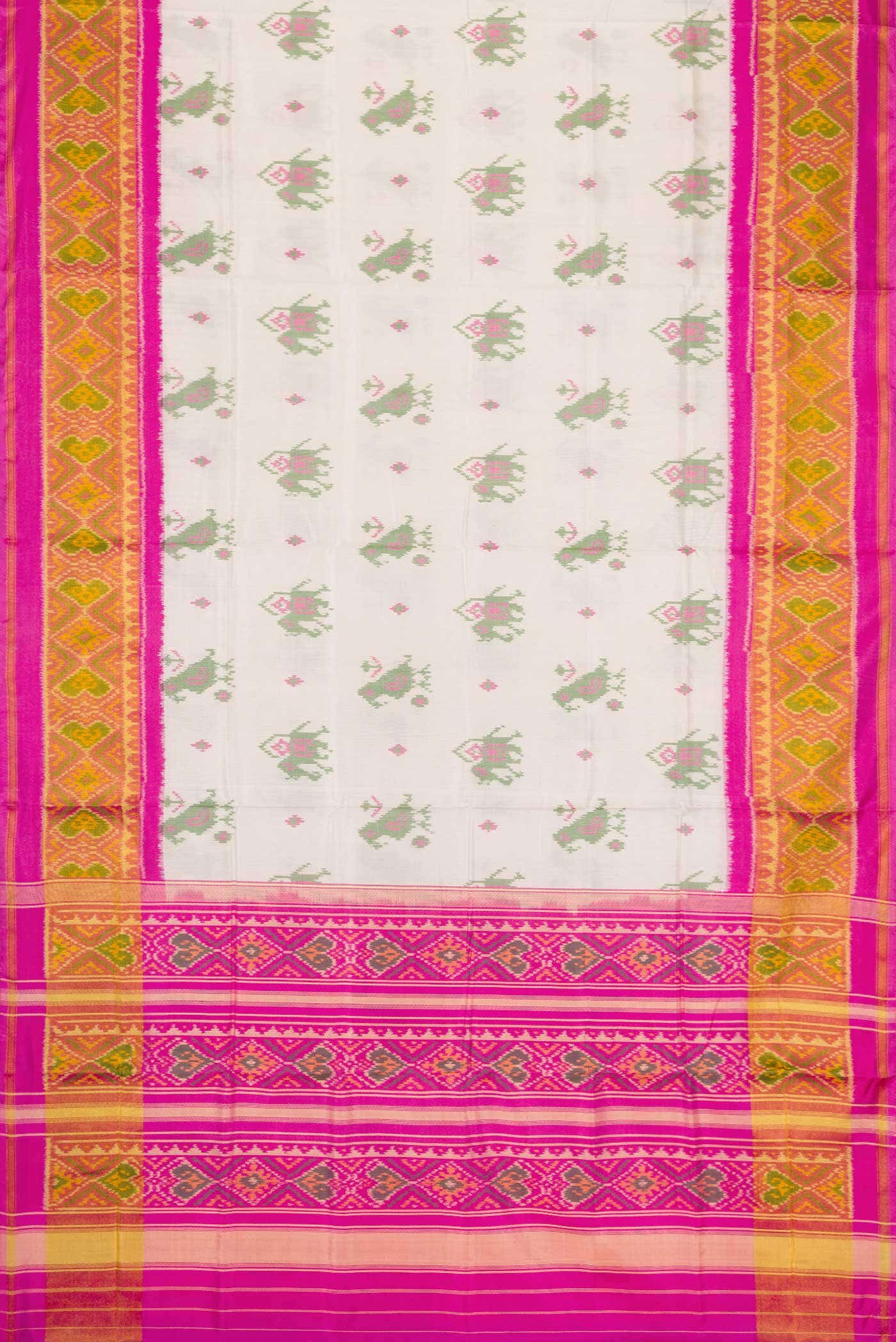 Off White Dual Tone Rajkot Patola Silk Saree