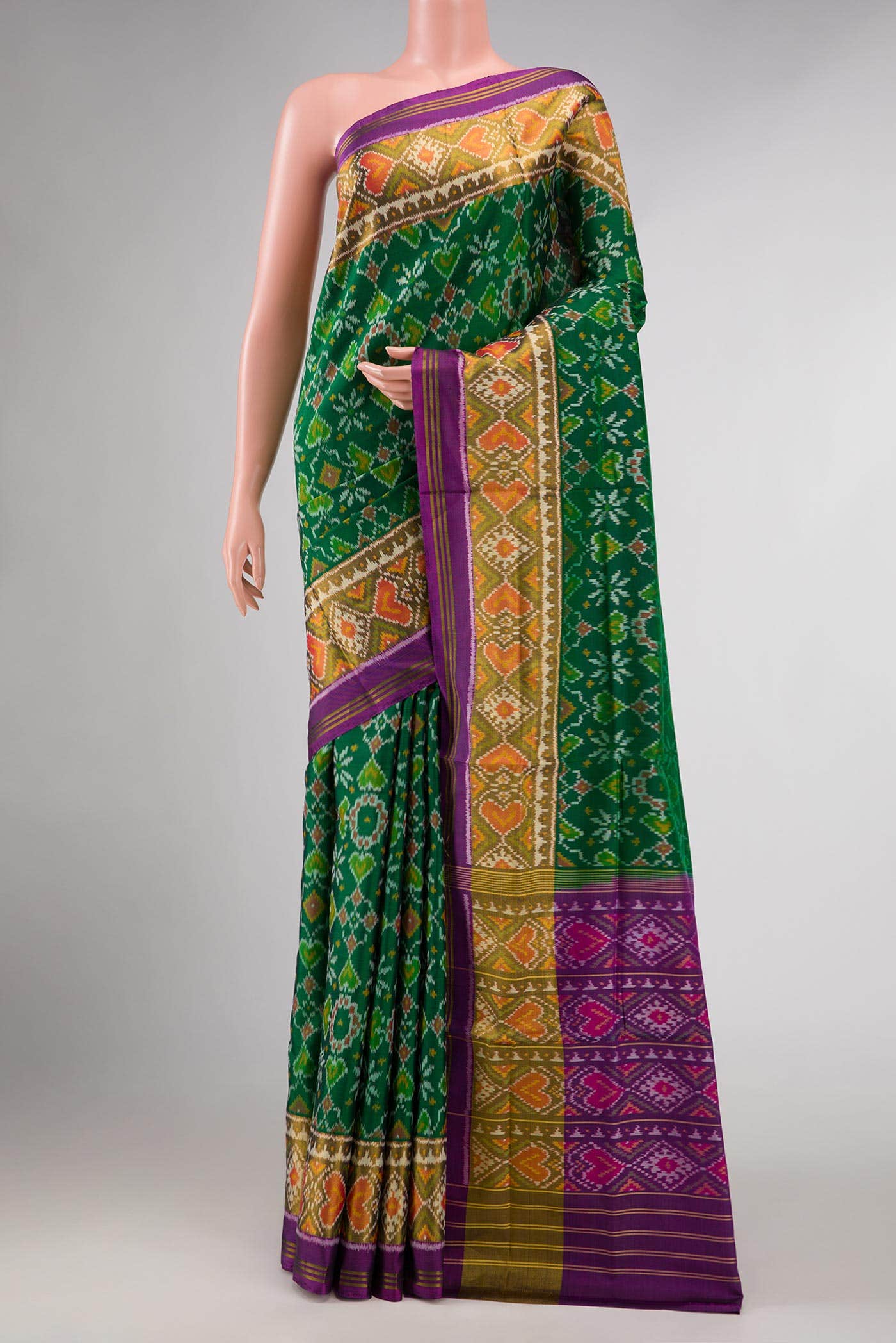 Green Dual Tone Rajkot Patola Silk Saree