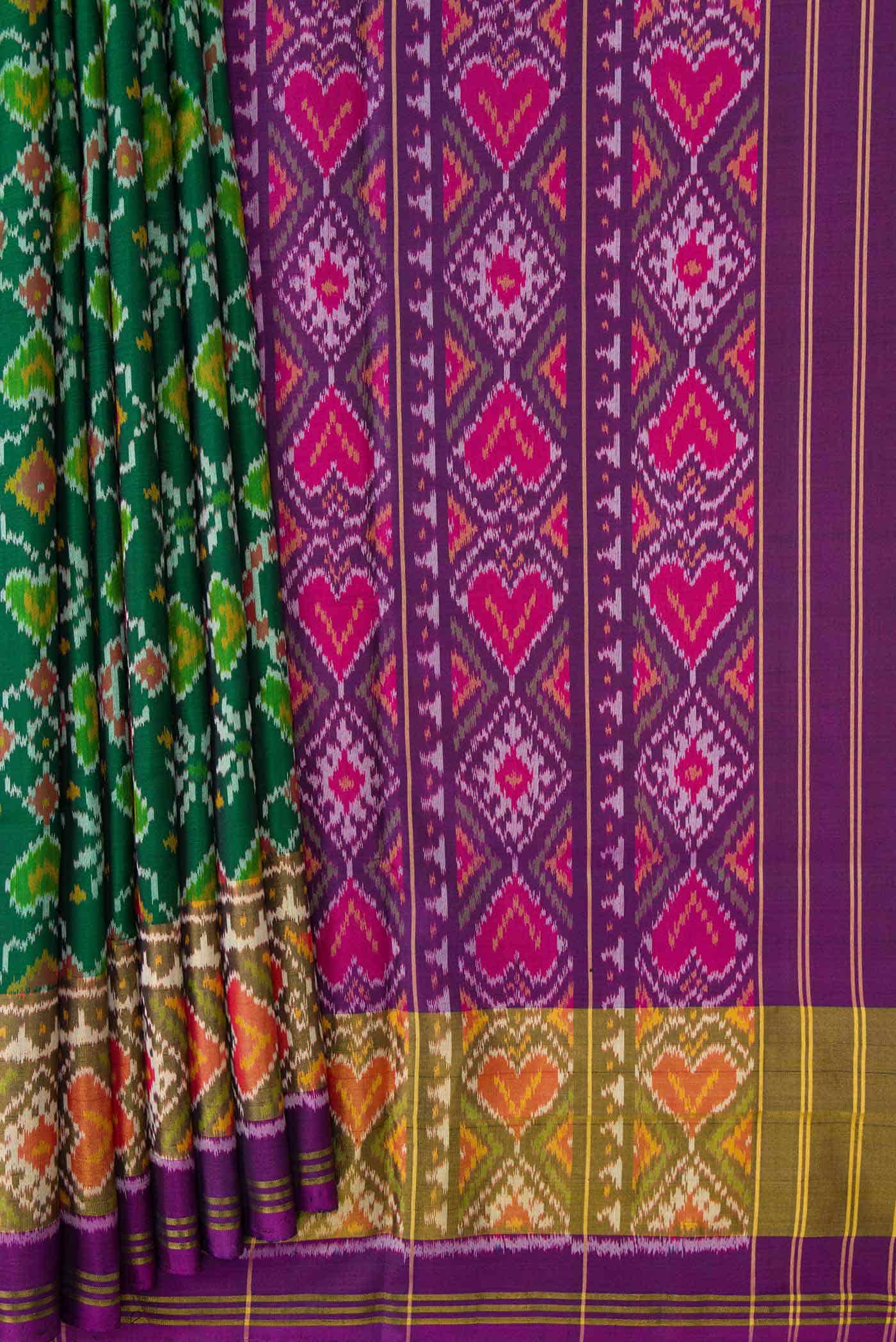 Green Dual Tone Rajkot Patola Silk Saree