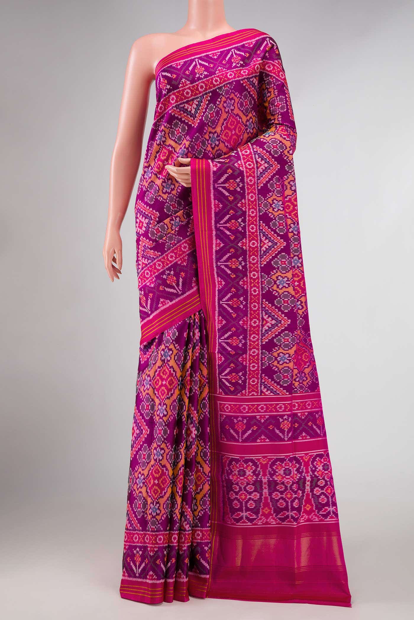 Dark Pink Dual Tone Rajkot Patola Silk Saree