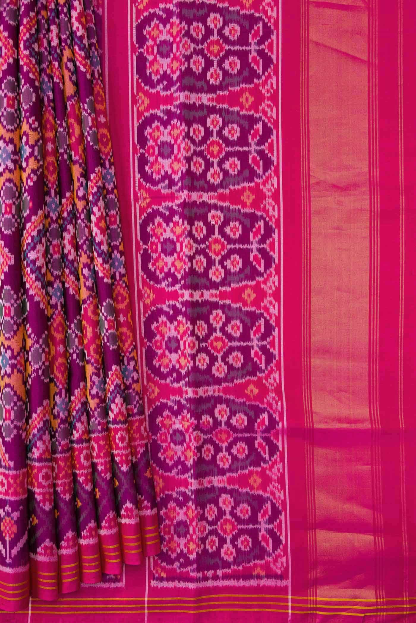 Dark Pink Dual Tone Rajkot Patola Silk Saree