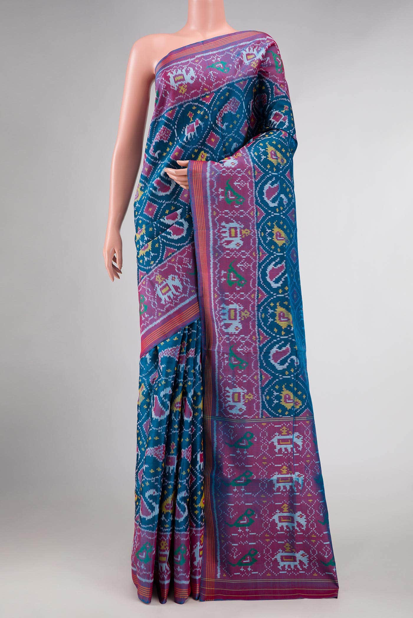 Blue Dual Tone Rajkot Patola Silk Saree