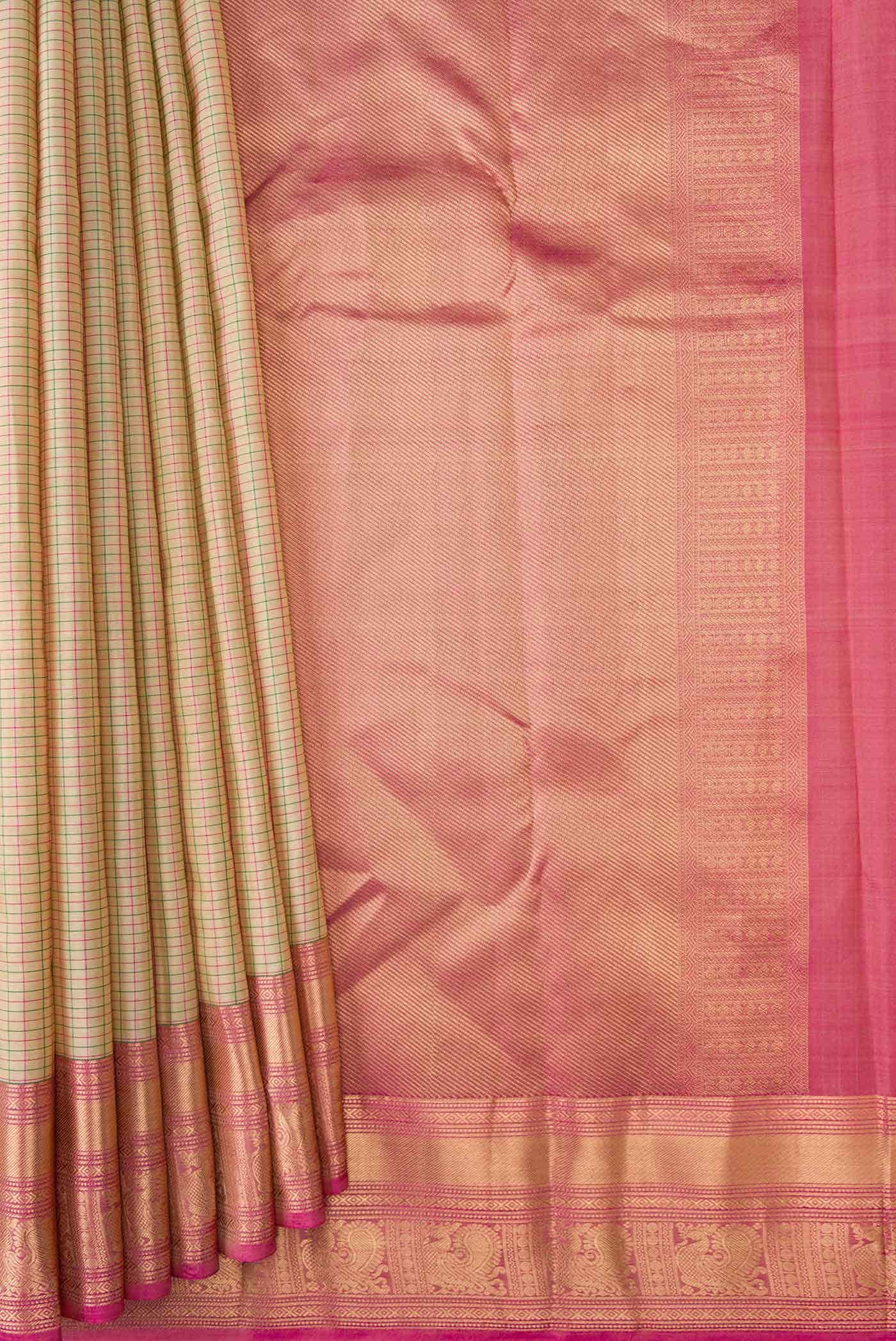 Beige Dual Tone Kanchipuram Silk Saree