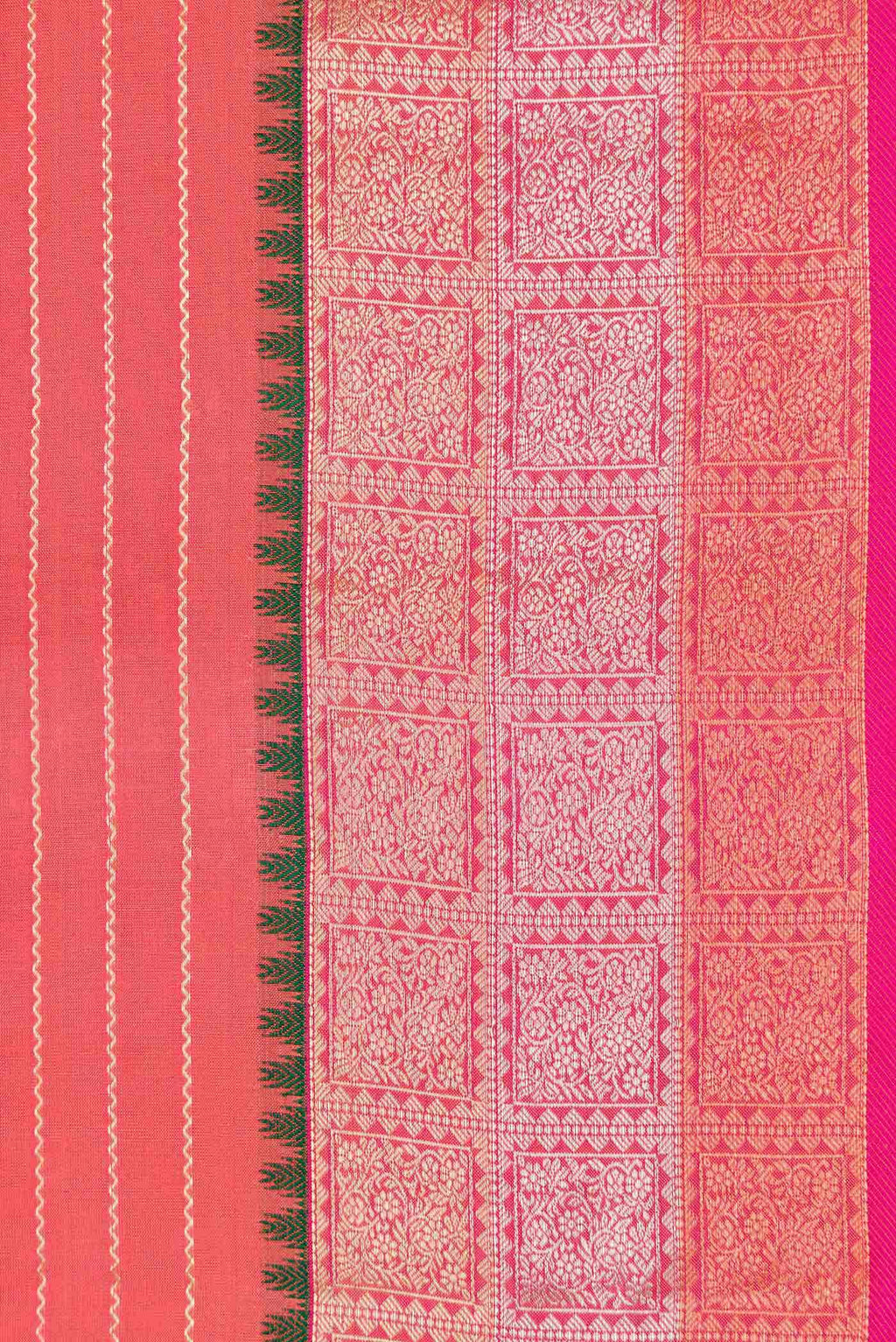 Golden Peach Dual Tone Kanchipuram Silk Saree