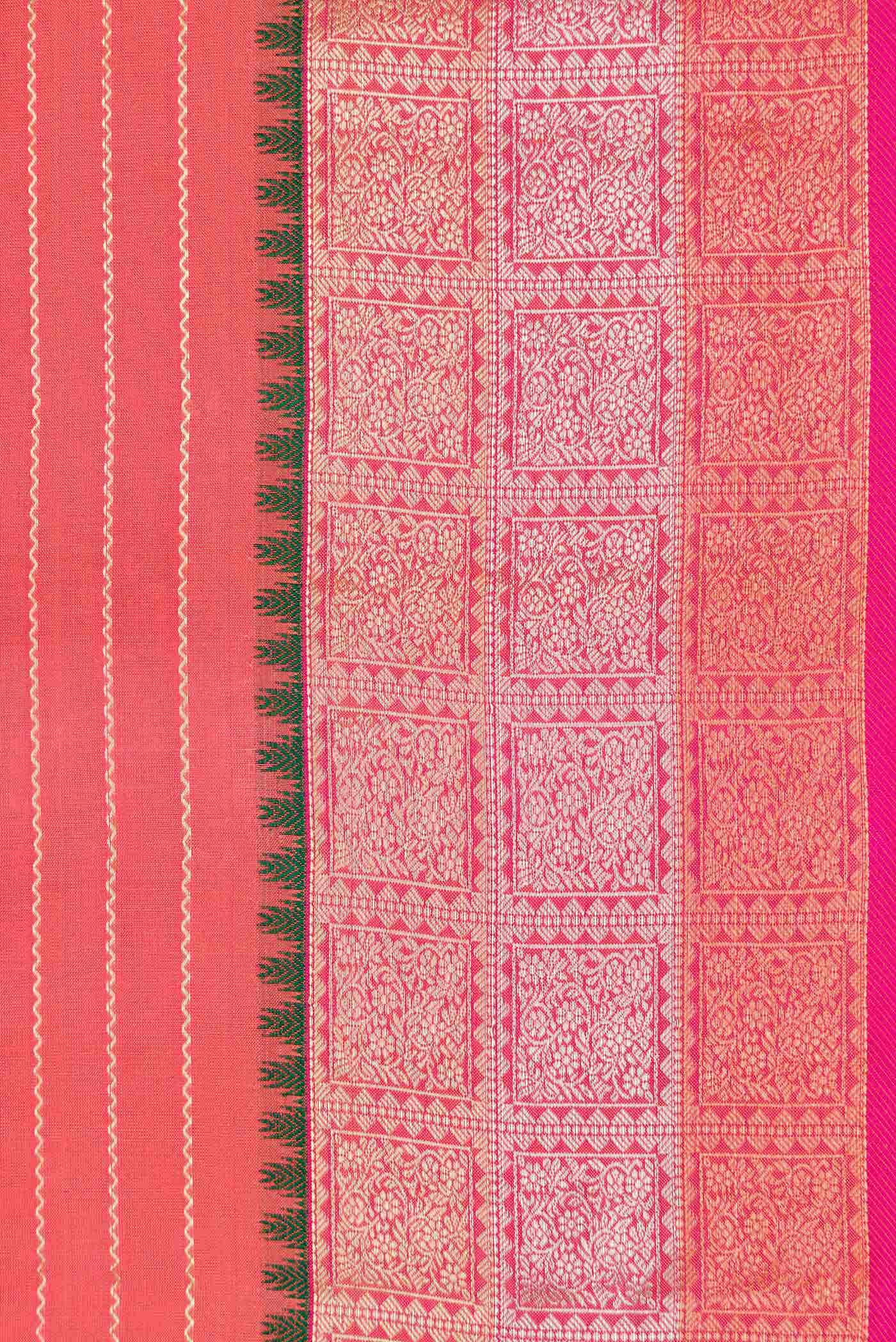 Golden Peach Dual Tone Kanchipuram Silk Saree
