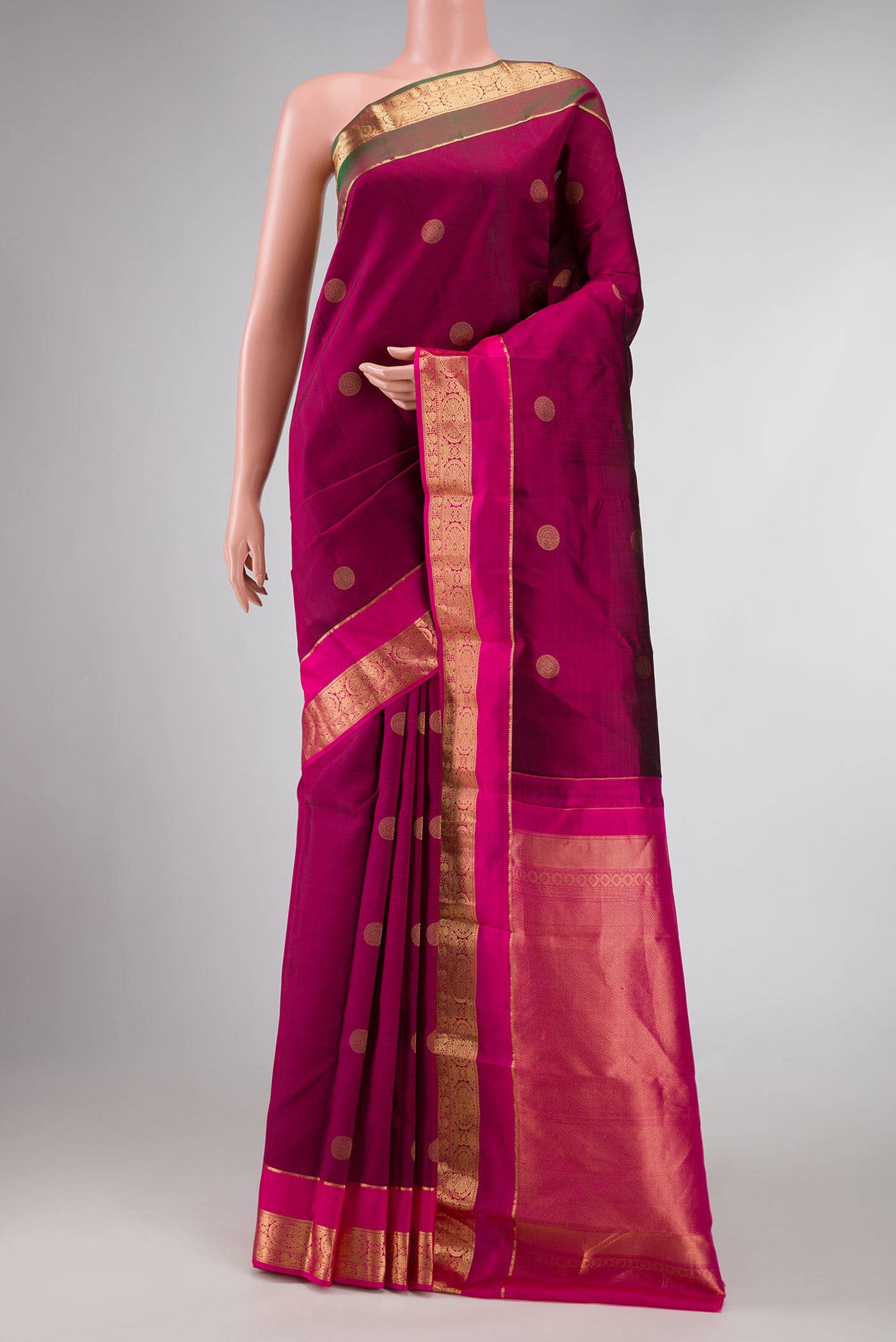 Magenta Dual Tone Kanchipuram Silk Saree
