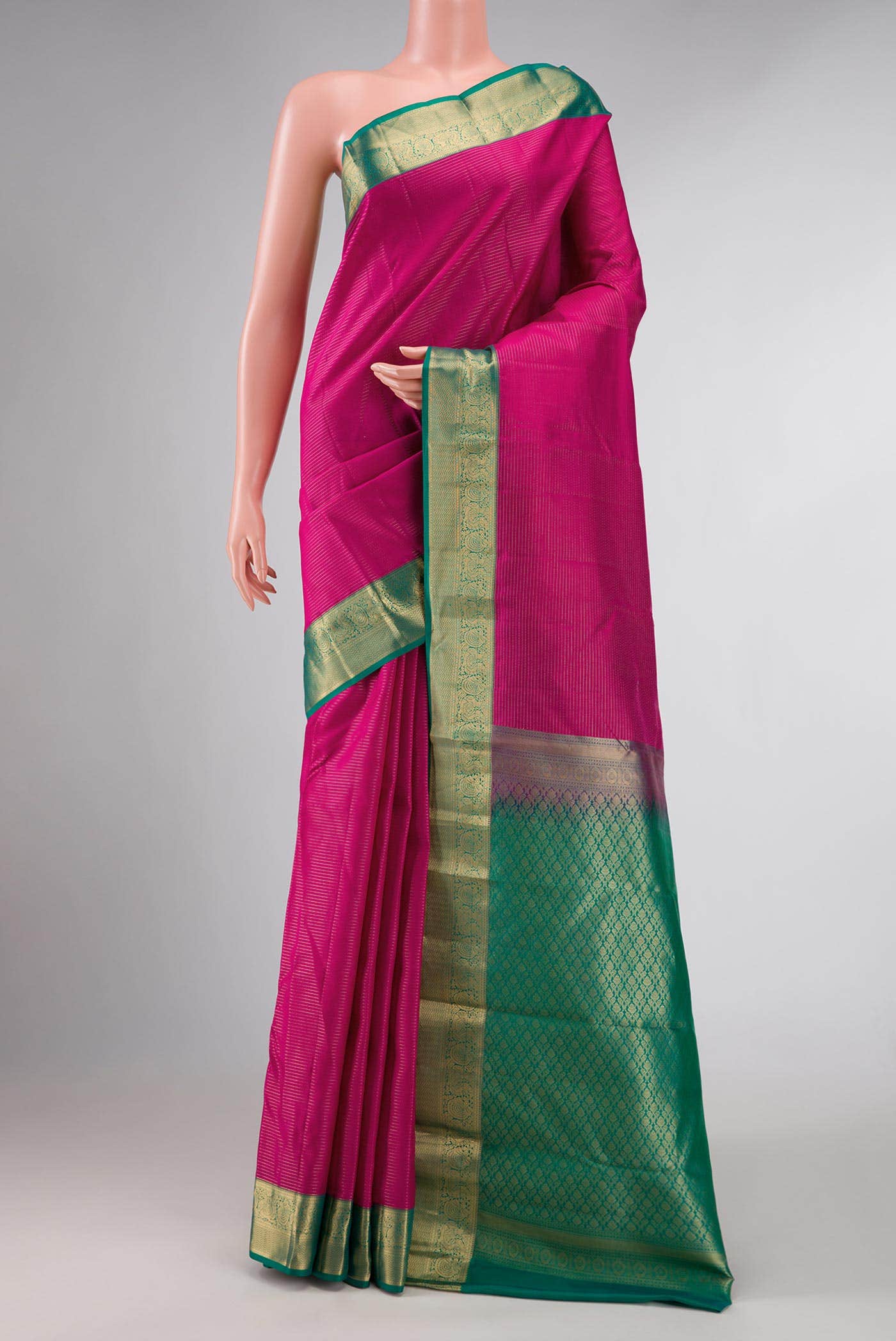 Dark Pink Dual Tone Kanchipuram Silk Saree