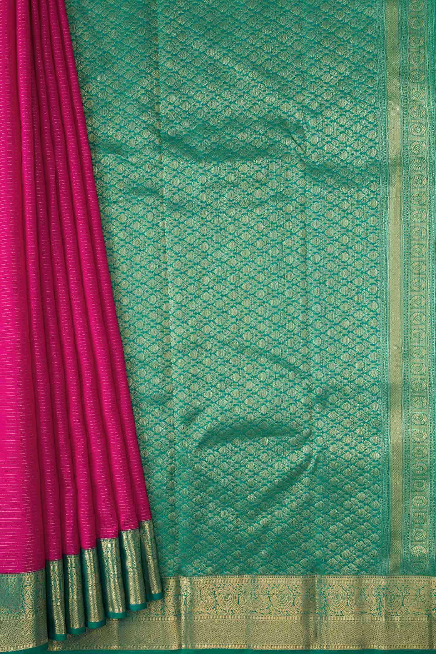 Dark Pink Dual Tone Kanchipuram Silk Saree